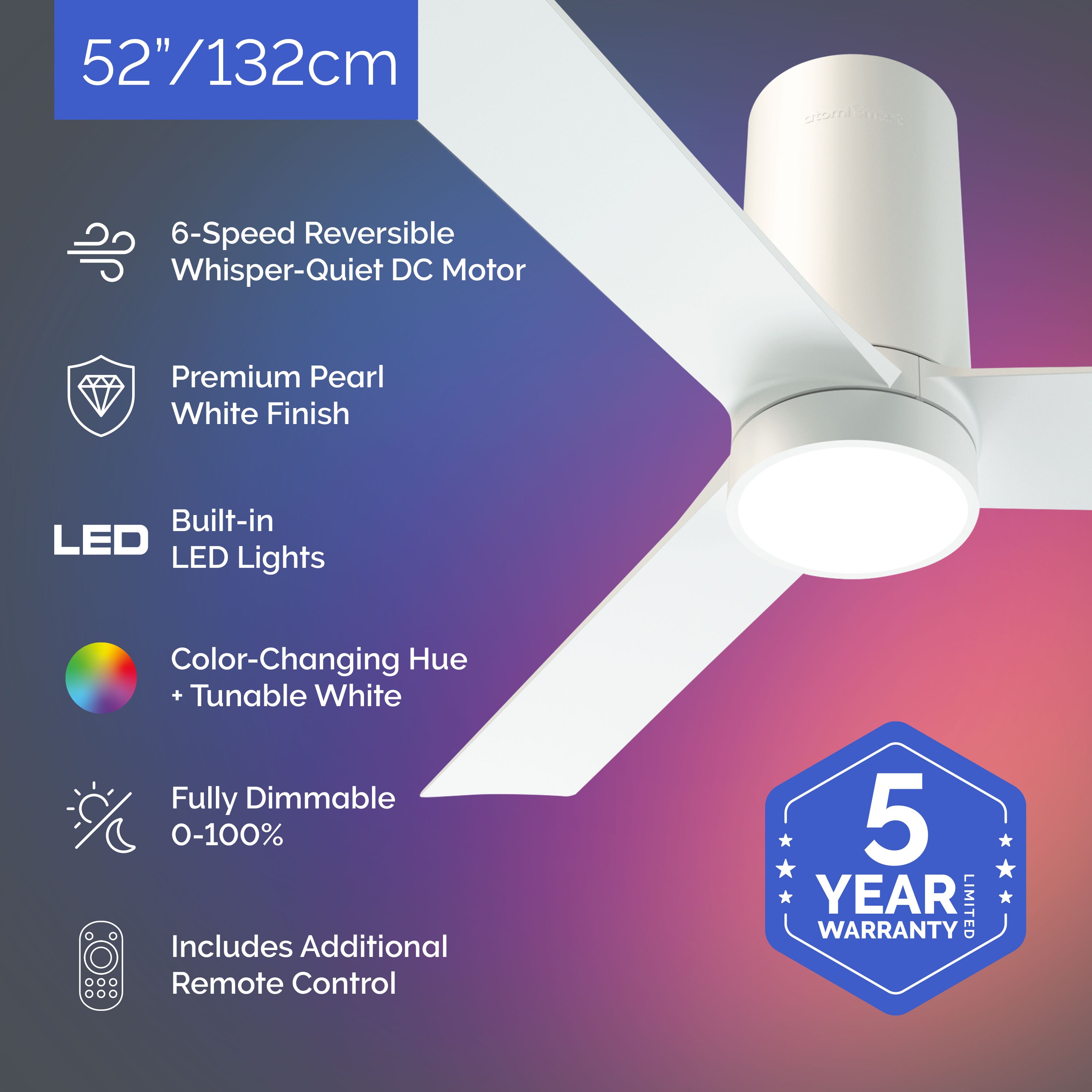 atomi smart AT2480-WH Ceiling-Fans - View #2