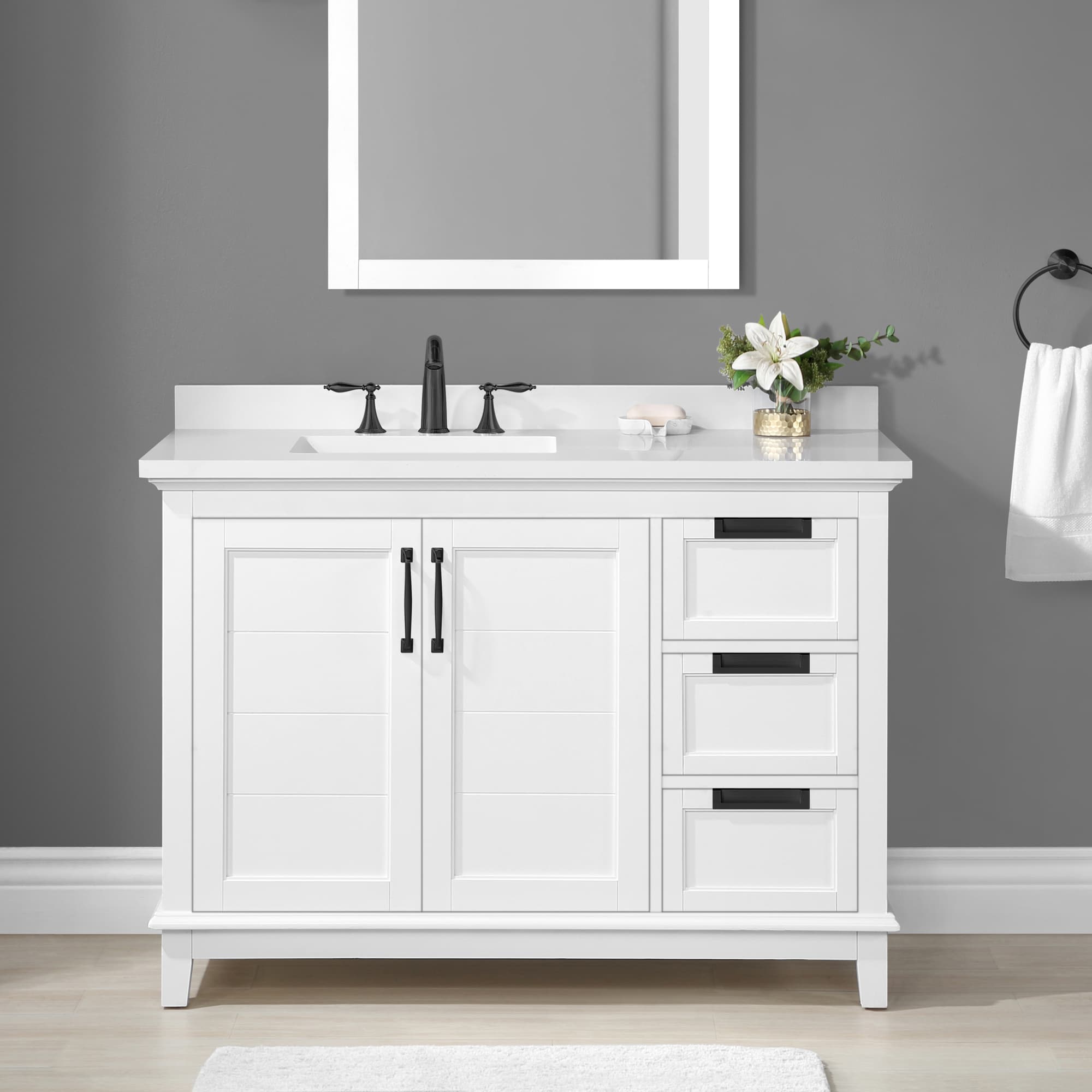 allen + roth Clarita 5-in White Undermount Single Sink Bathroom