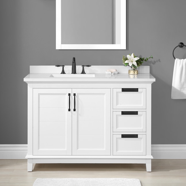 Allen Roth Clarita 48 In White, White Bathroom Vanity With Sink 48 Inches