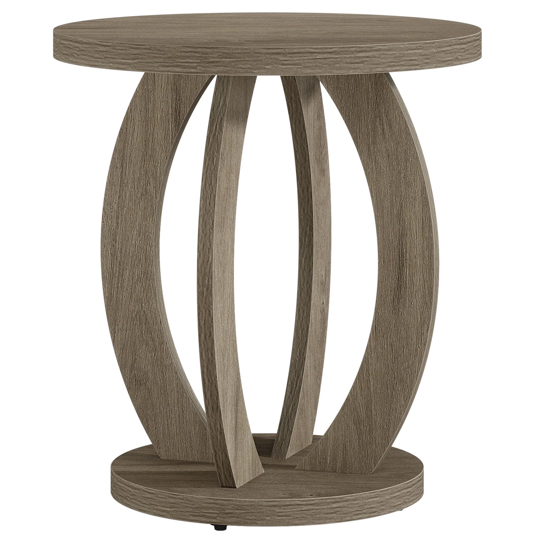Slickblue - Round End Table with Open Shelf Storage for Living Room Sofa Side Table 19.69 in W x ...