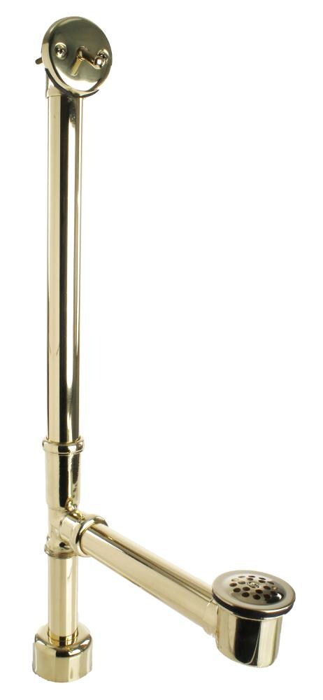 WESTBRASS D3241K-01 Bath Waste and Overflow All Exposed Beehive Grid- 22" Make-up In Polished Brass