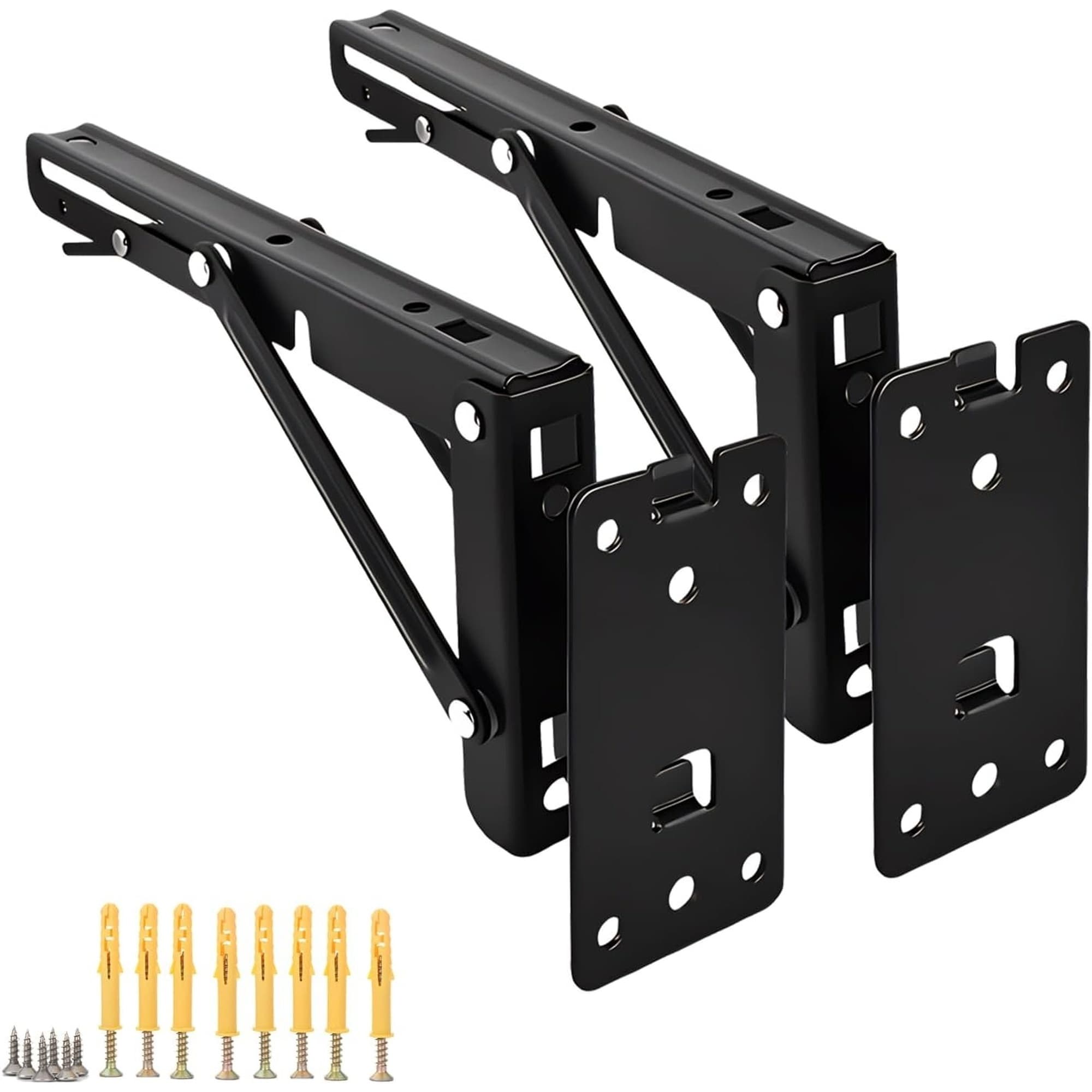 Numhew 10in L 2-Pack Heavy Duty Black Folding Shelf Bracket