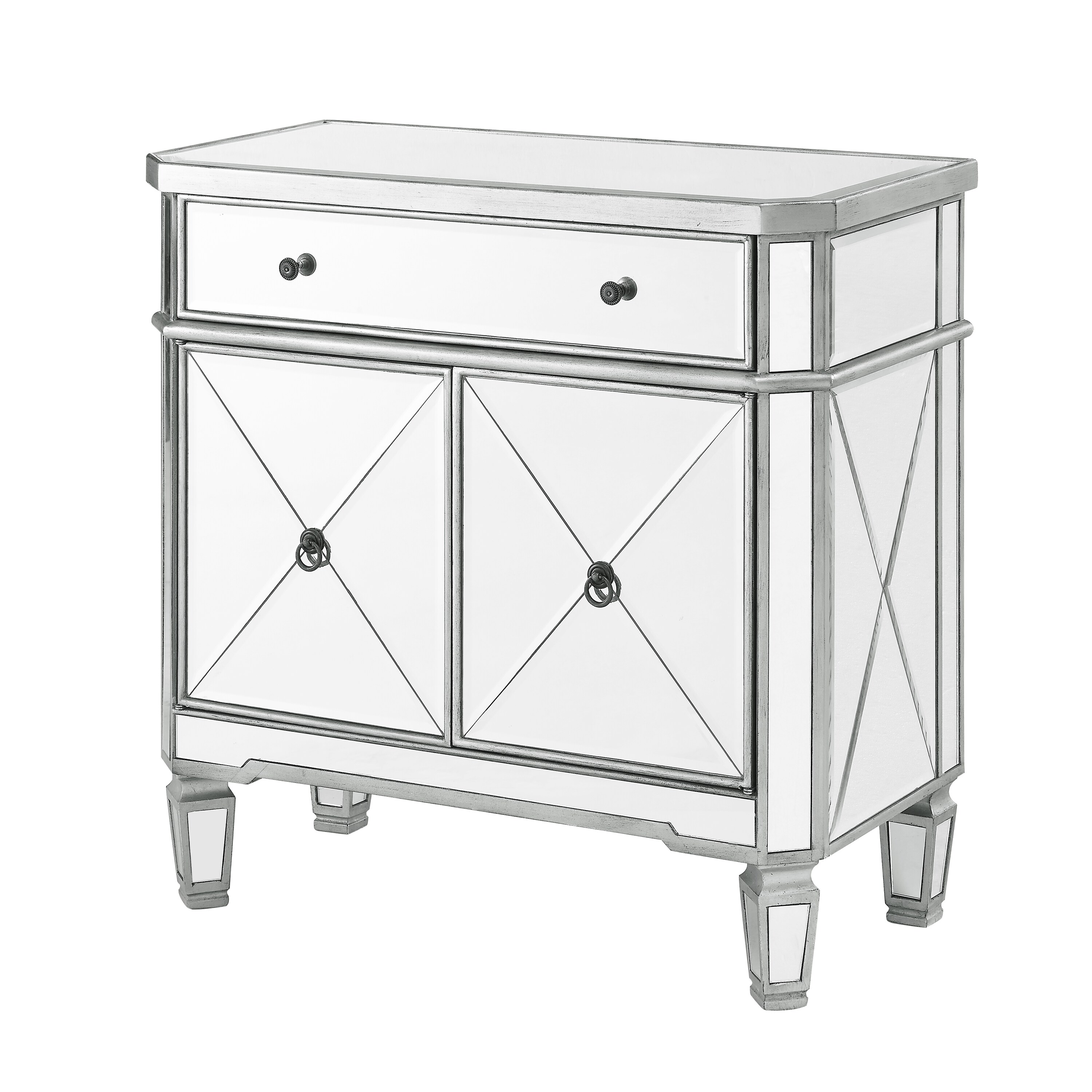 Powell PWLS253 Glam Mirrored and Gray Wood Console Table