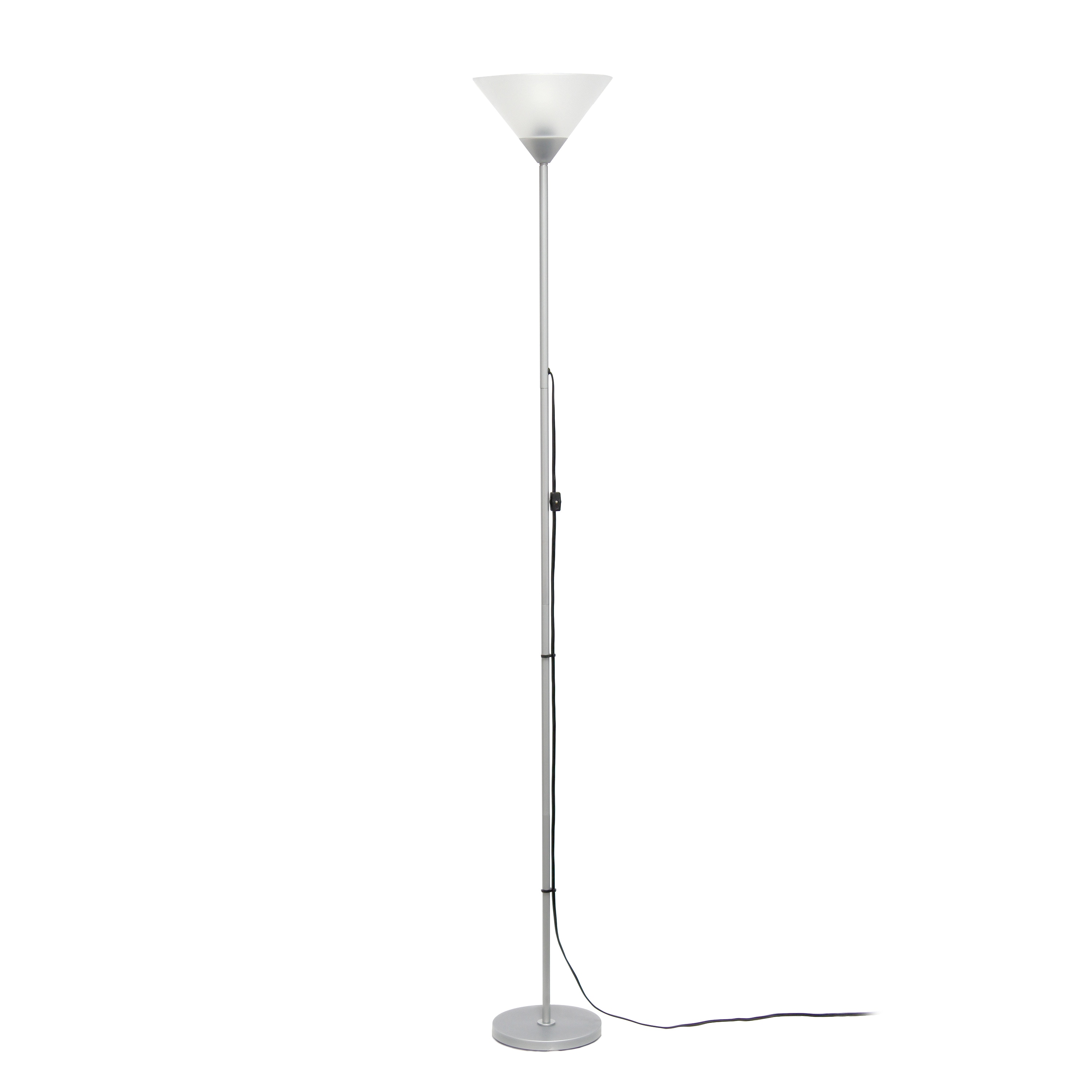 Creekwood Home CWF-3004-SL Essentix 70-in Silver Torchiere Floor Lamp with Plastic Shade