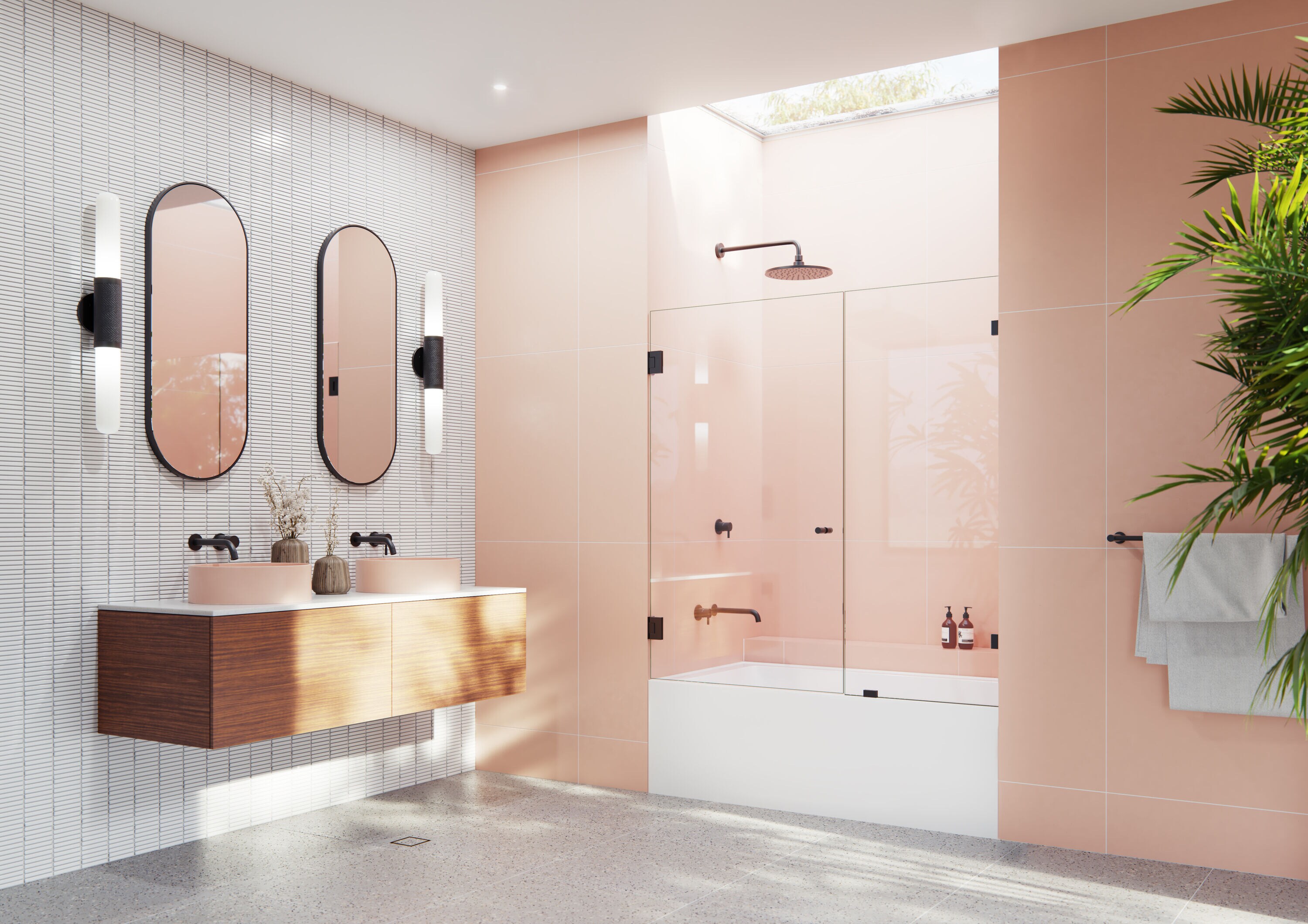  B-WH-56.25-MB Matte black 56-1/4-in to 56-3/4-in W x 58.25-in H Frameless Clear Glass Standard Pivot Bathtub door