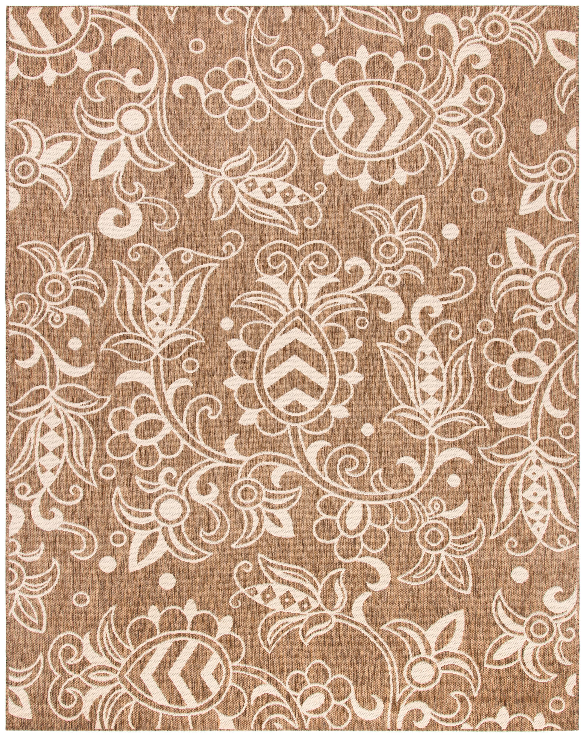 Safavieh BHS246T-5 Beach House Sebiha 5 x 8 (ft) Loomed Polypropylene Brown/Beige Rectangular Indoor/Outdoor Floral/Botanical Bohemian/Eclectic Area rug
