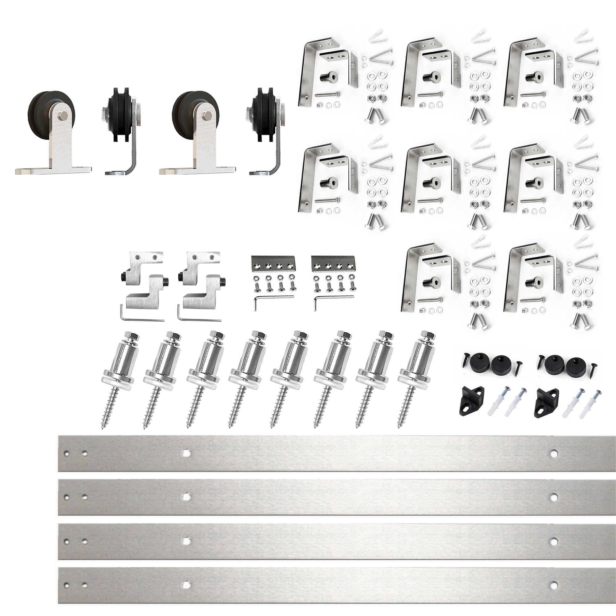 HOMACER 168-in Brushed Nickel Indoor Diamond Double Bypass Barn Door Hardware Kit LX3DNZ168C Sansujyuku sansujyuku.com