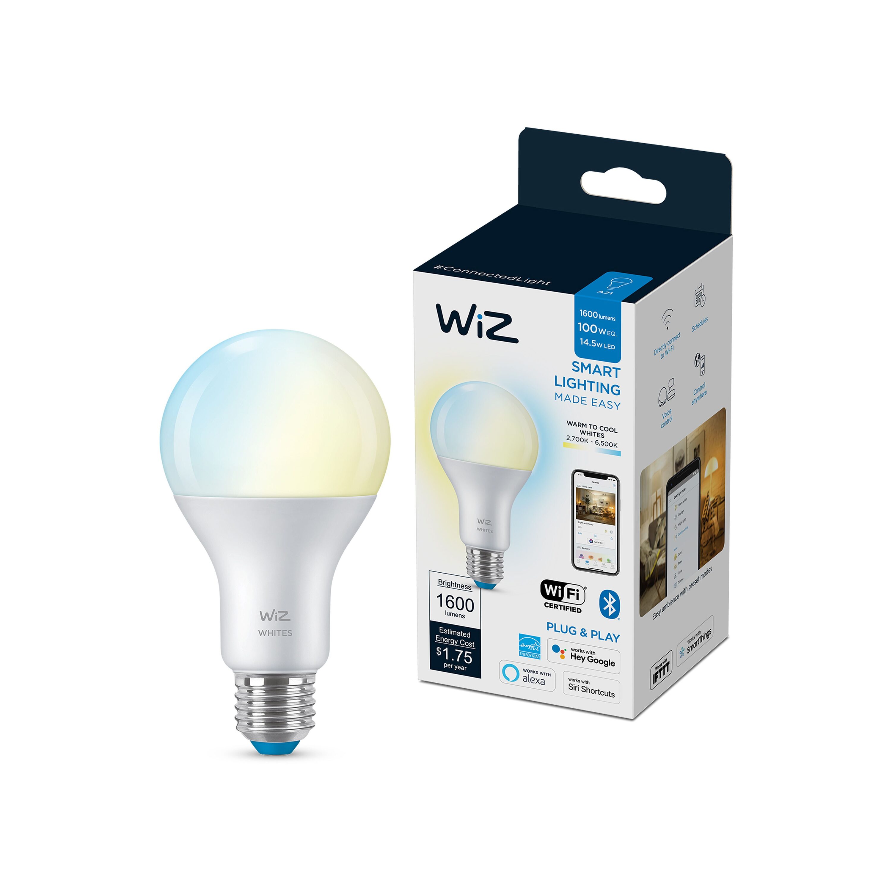 This Philips Hue White A21 Light Bulb Can Dim Wirelessly