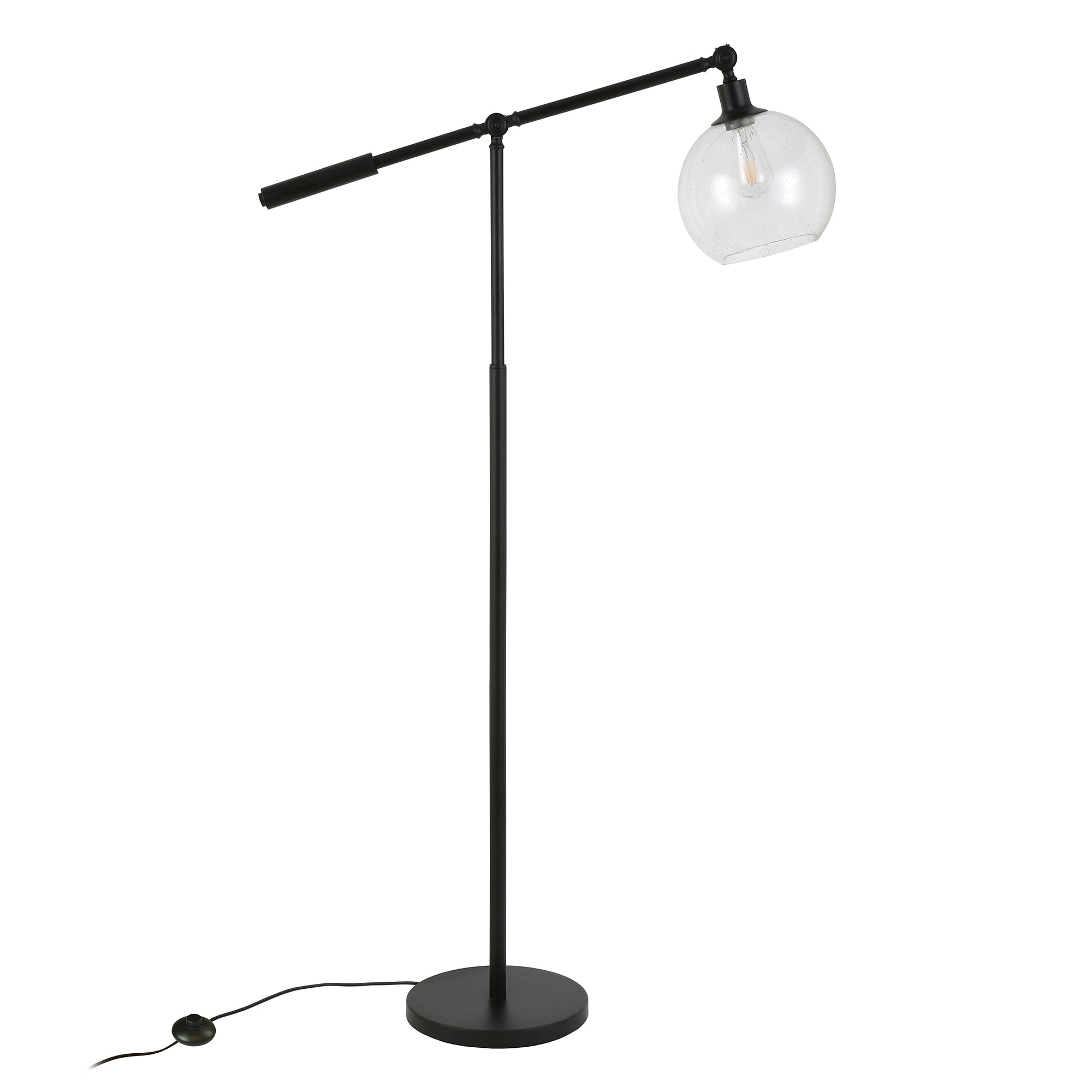 Dardan Traditional Voice-Controlled Floor Lamp in Brushed Gold with Clear Glass Dome