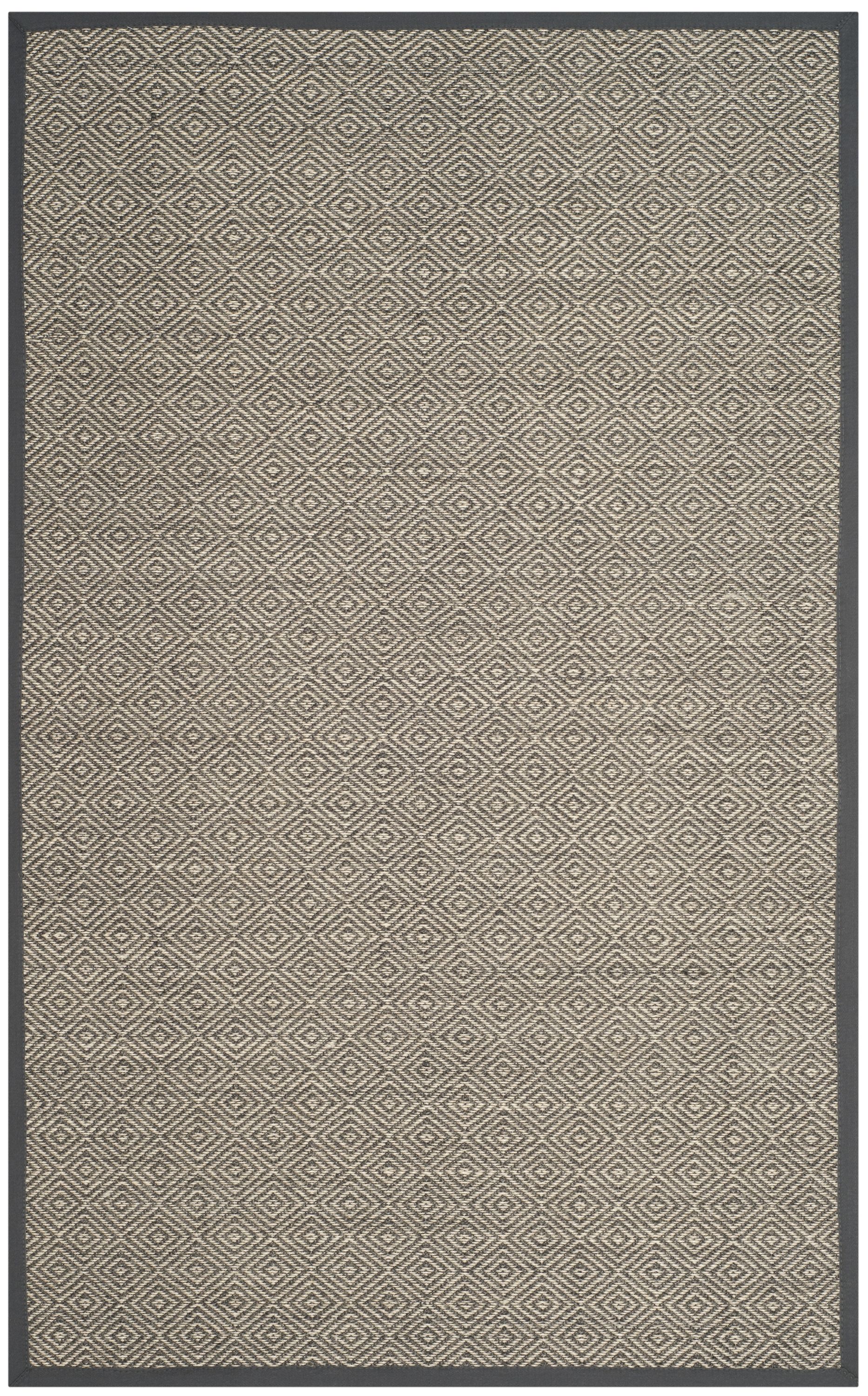 Safavieh NF151A-5 Natural Fiber Bayberry 5 x 8 (ft) Loomed Sisal Natural/Dark Gray Rectangular Indoor Geometric Coastal Area rug