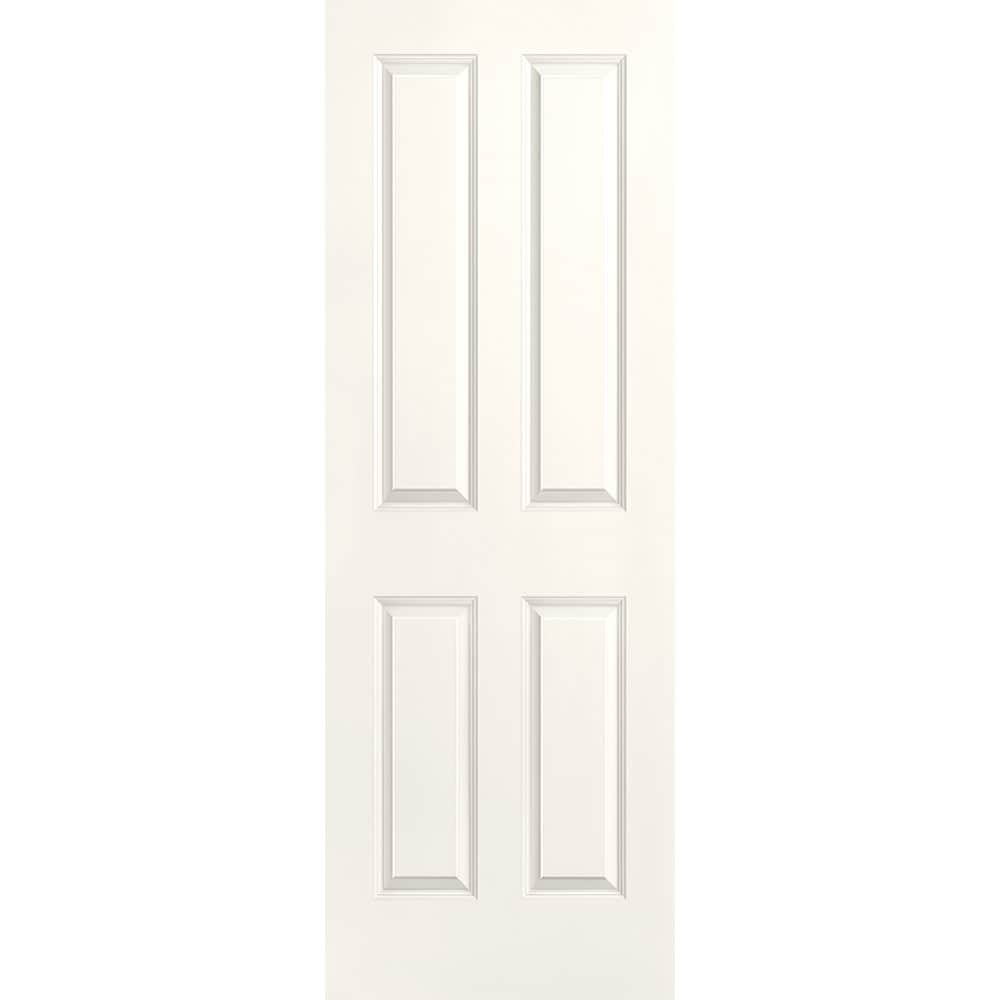 Masonite 1316399 Traditional 28-in x 80-in Snowstorm 4 panel square Smooth Solid core Prefinished Molded composite Slab Door