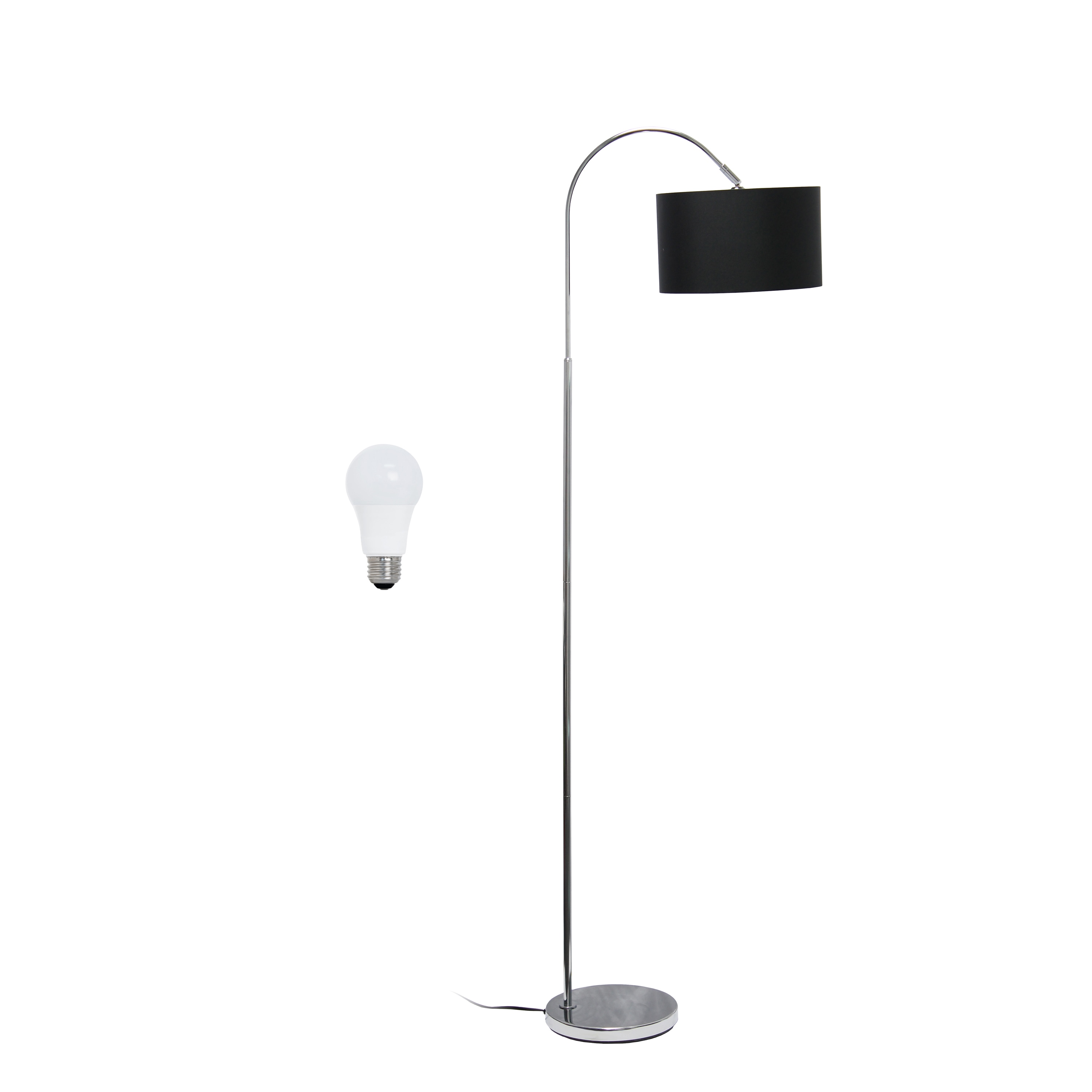 Creekwood Home CWF-3006-BK-LB Vista 66-in Brushed Nickel/Black Standard Floor Lamp with Fabric Shade