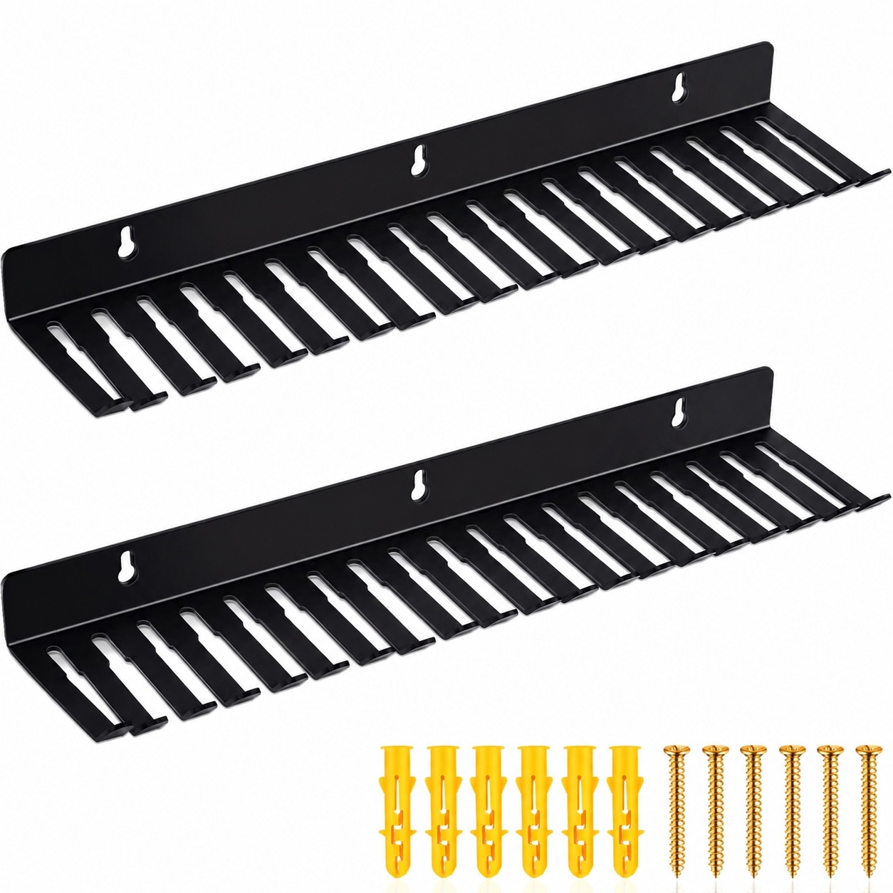Aoibox  Wall Mount Cable Hanger Rack with 19 Slots 2 Pack Black Plastic Cord Organizer for 5 5 to 9 5 mm Cables
