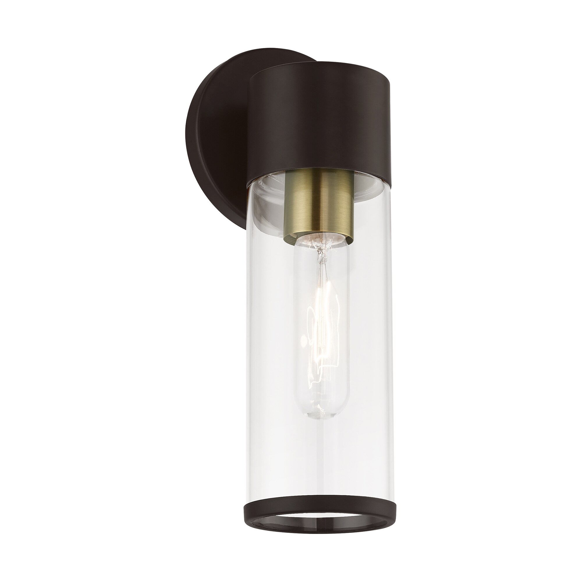 Antique Brass and Bronze Dimmable Wall Sconce with Clear Glass Shade