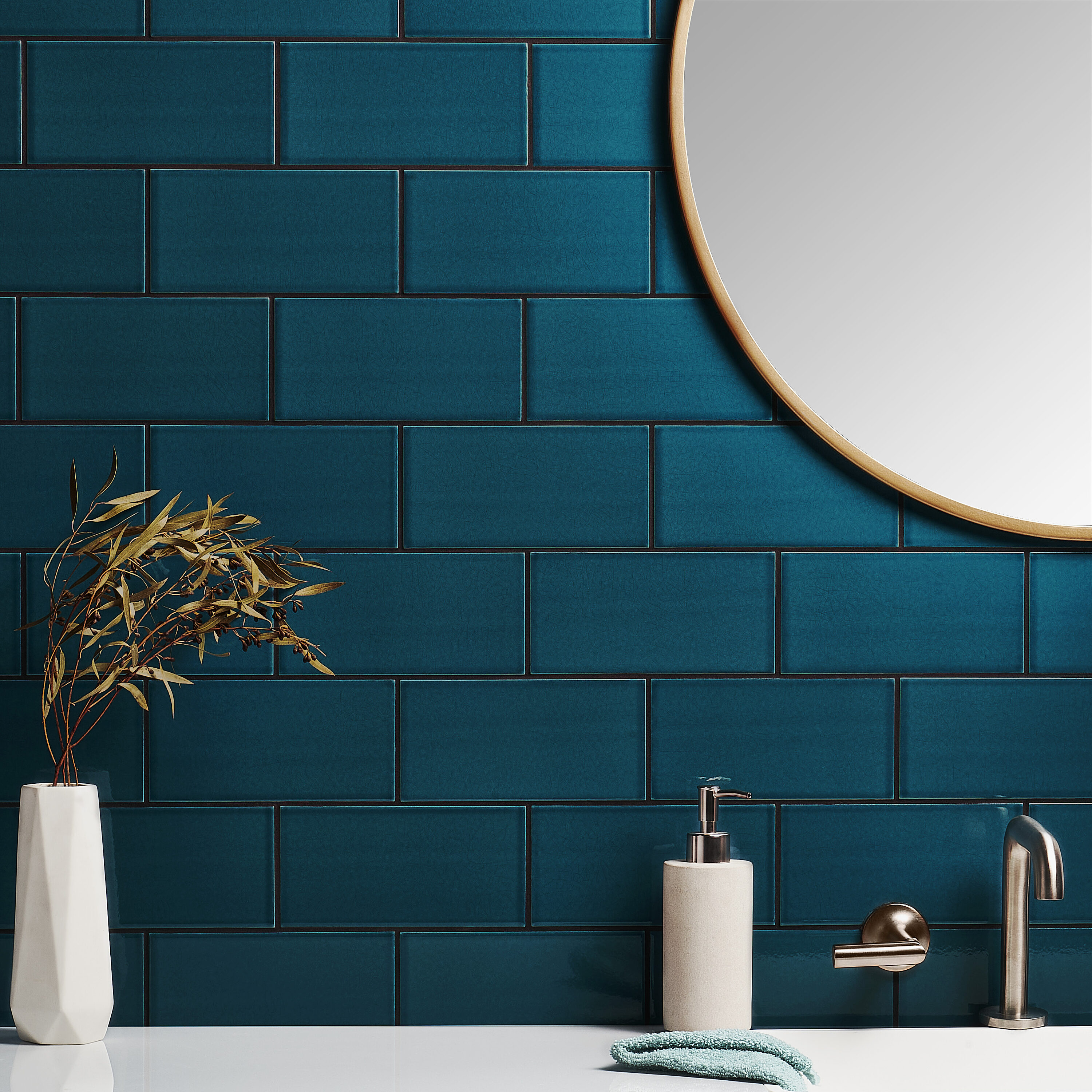 Artmore Tile Ferry Marine Blue 4-in x 8-in Glossy Ceramic Subway Wall ...