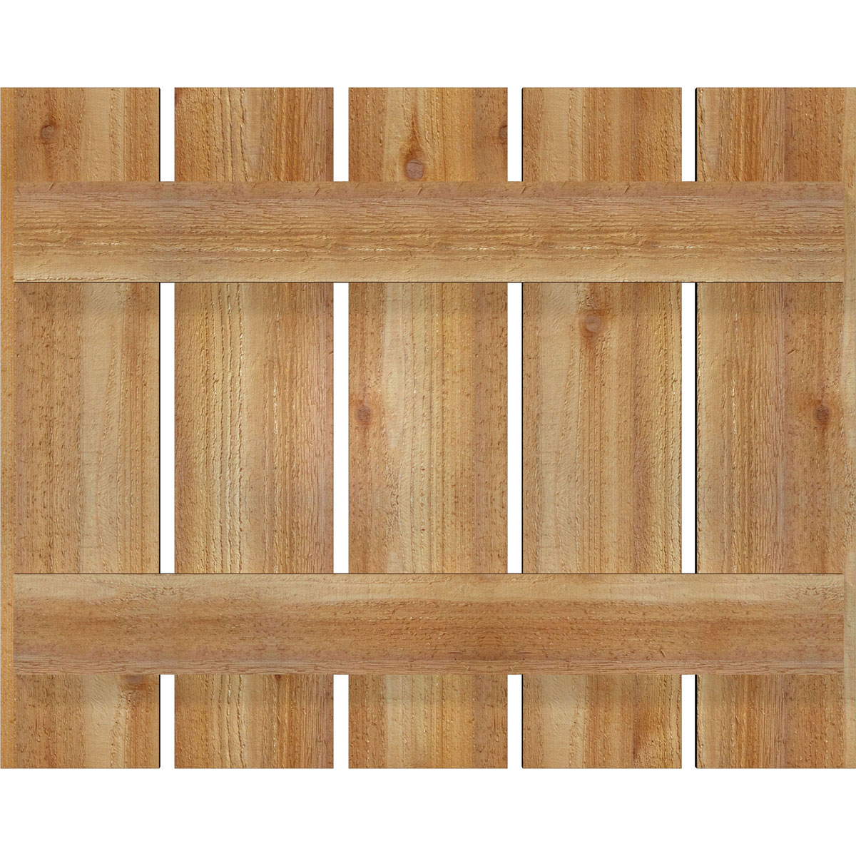 Ekena Millwork RBS06S29X023RWR 28.875-in W x 23-in H Unfinished Paintable/Stainable Board and batten Spaced Wood Exterior Shutters ( 2 -Pack )