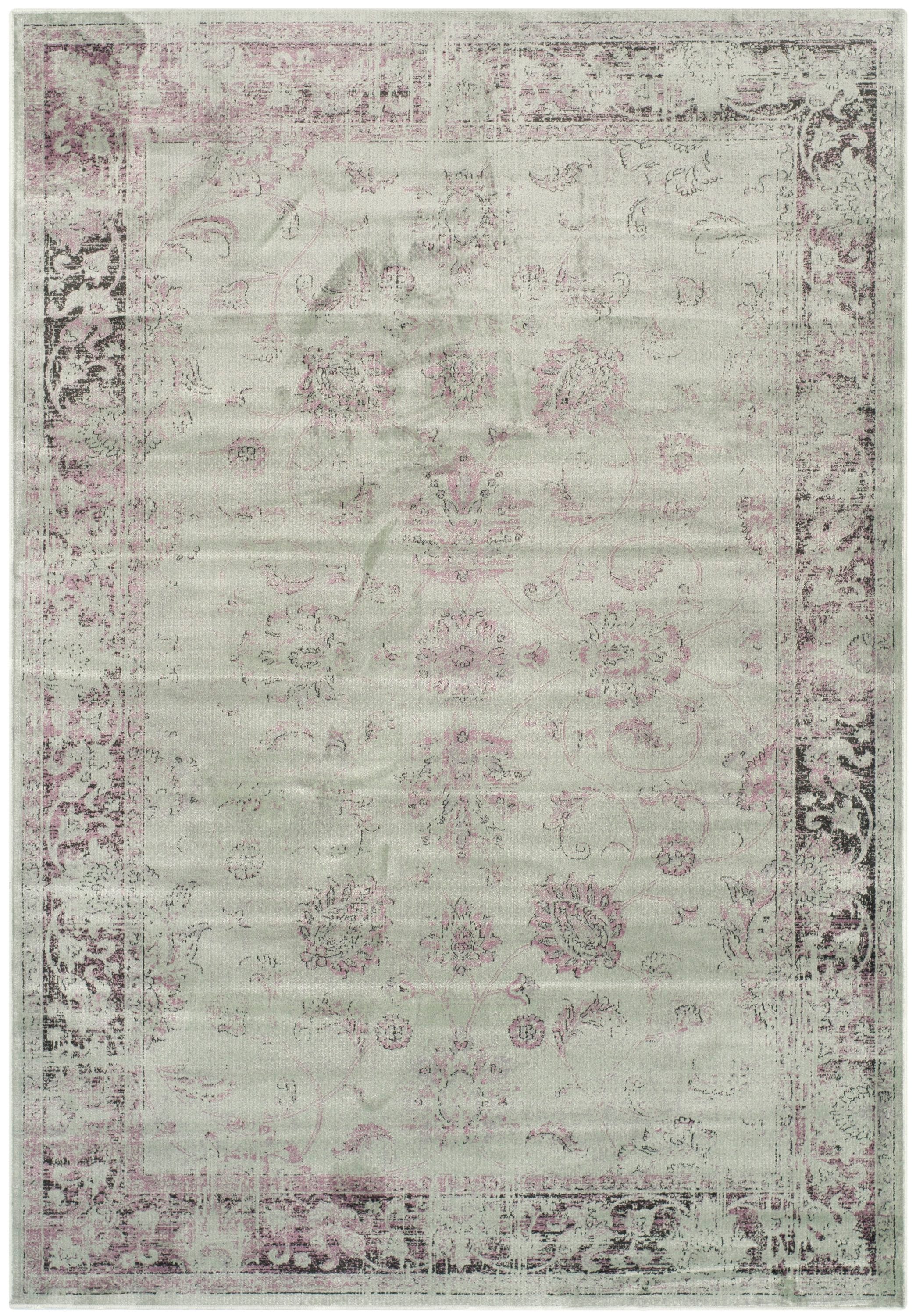Elegant Spruce and Ivory Rectangular Area Rug, 4' x 5'7"