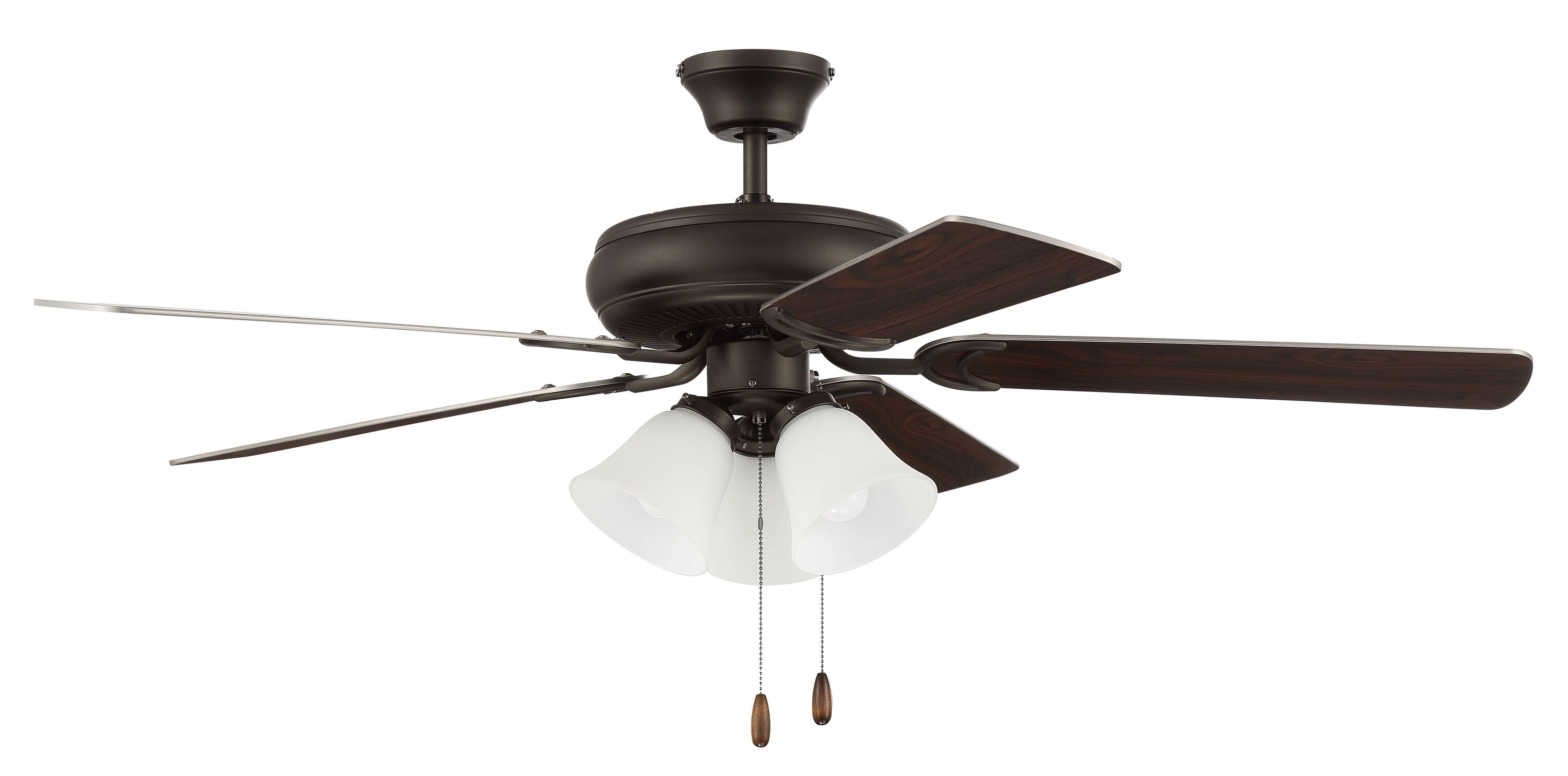 Craftmade DCF52ESP5C3W Decorator's Choice 52-in Downrod or Flush Mount Espresso with Walnut Blades Ceiling Fan With Light ( 5 -Blade )