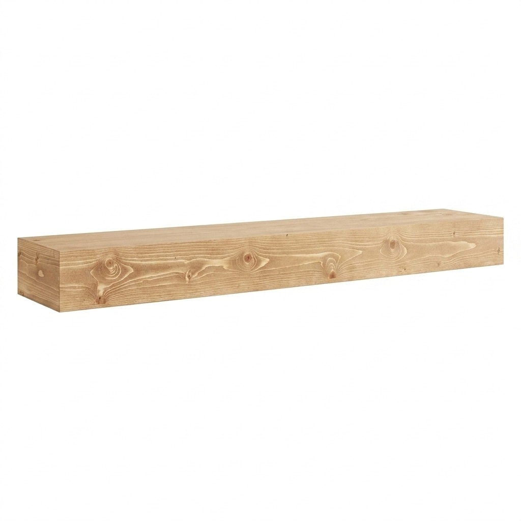 Aoibox  72 Inch Handmade Pine Wood Floating Fireplace Mantel Shelf 5 Inch Thick Invisible Brackets