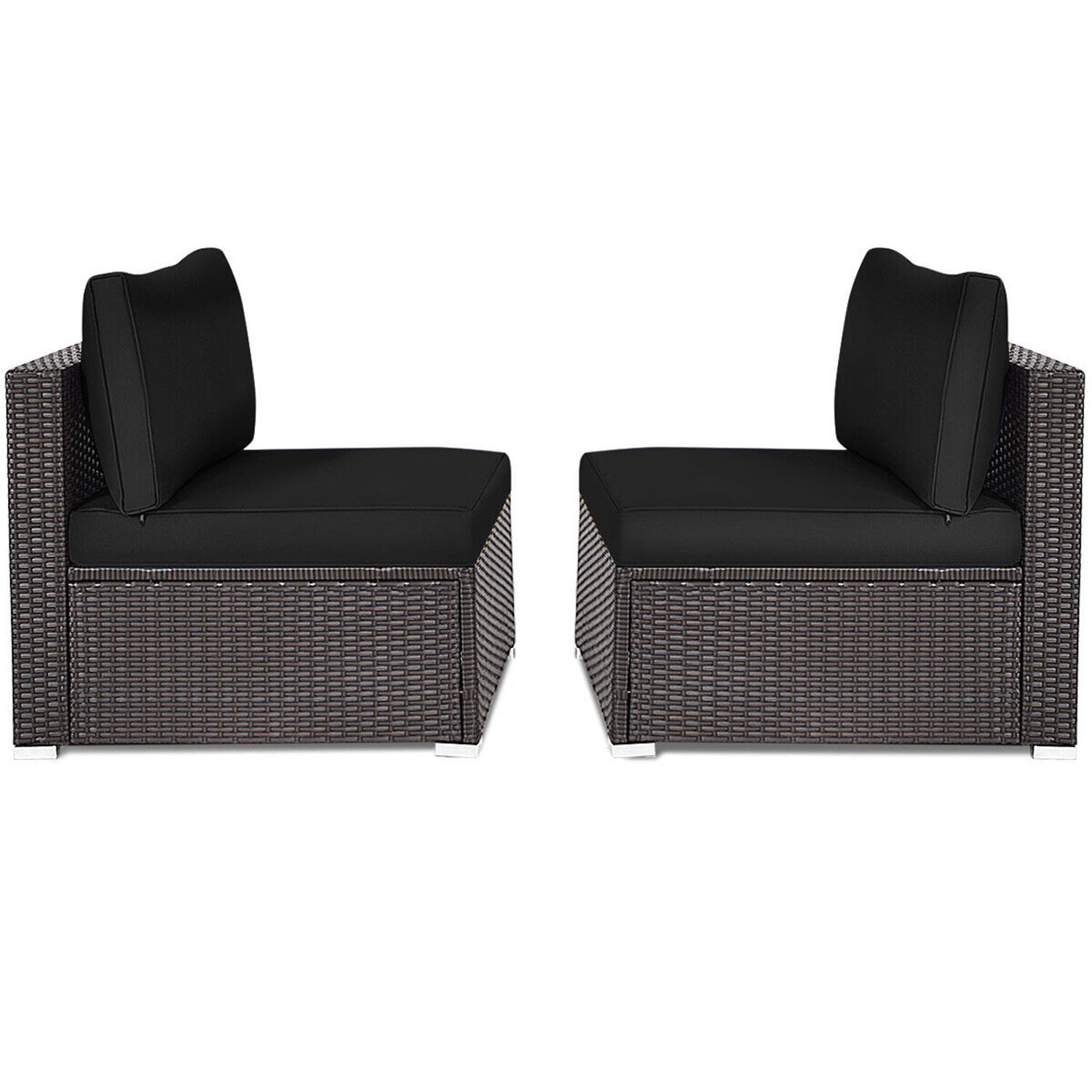 Black and Brown Rattan Armless Outdoor Sectional Sofa