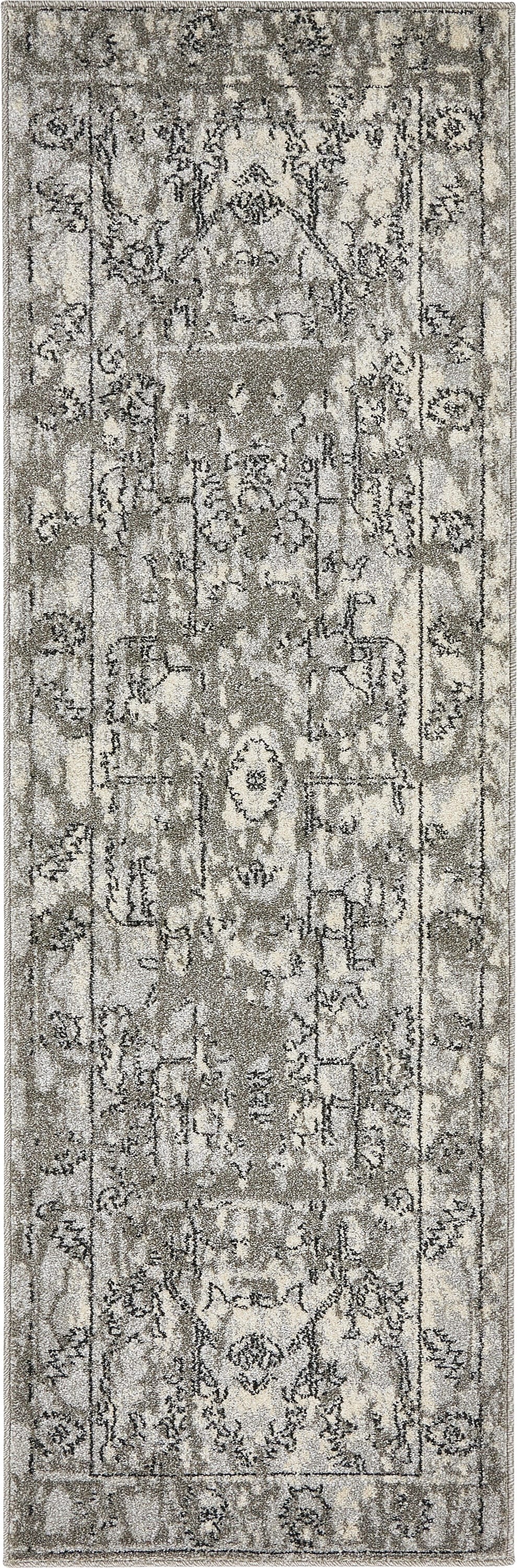 Unique Loom 3133459 Vintage La Jolla 2 x 6 (ft) Loomed Polypropylene Gray/Silver Rectangular Indoor Border Vintage Runner rug