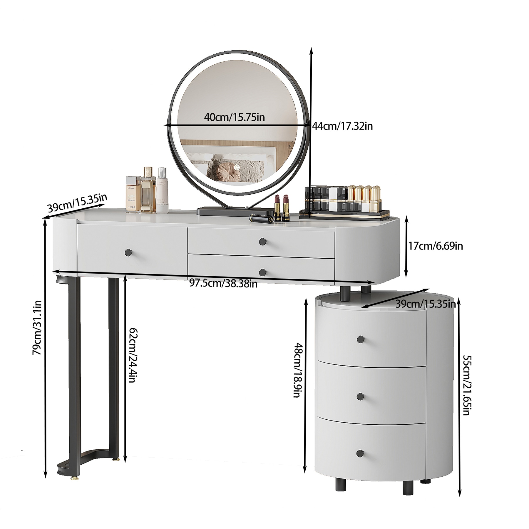 SINOFURN SYD250017WT Bedroom-Vanities - View #9