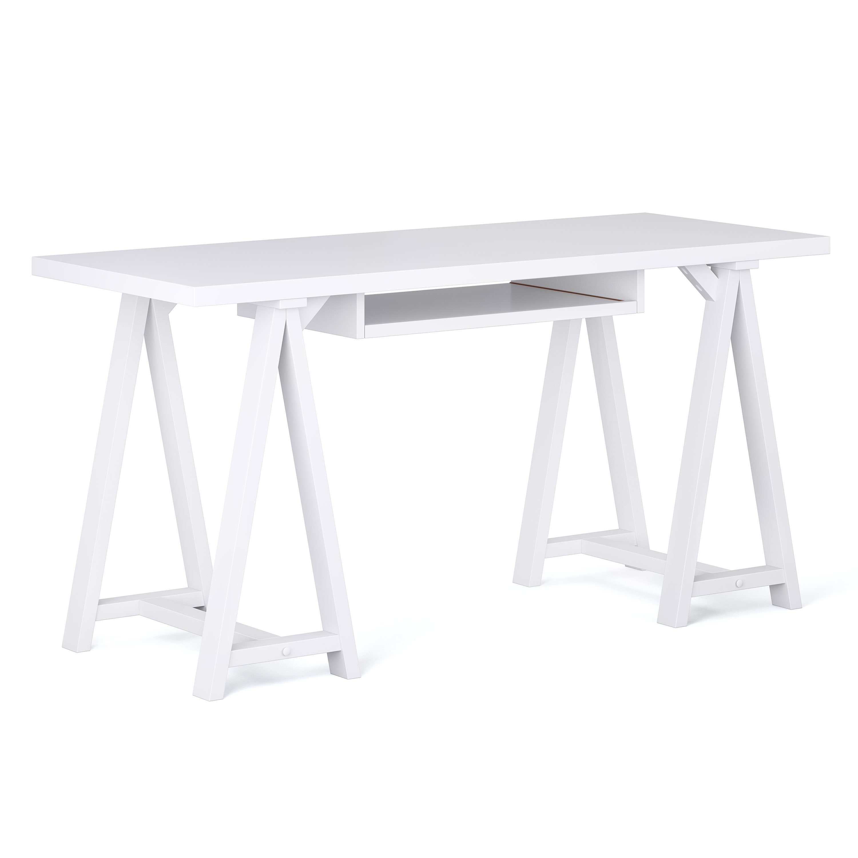 Simpli Home AXCSAW-07-W Sawhorse 60-in White Modern/Contemporary Pine Computer desk
