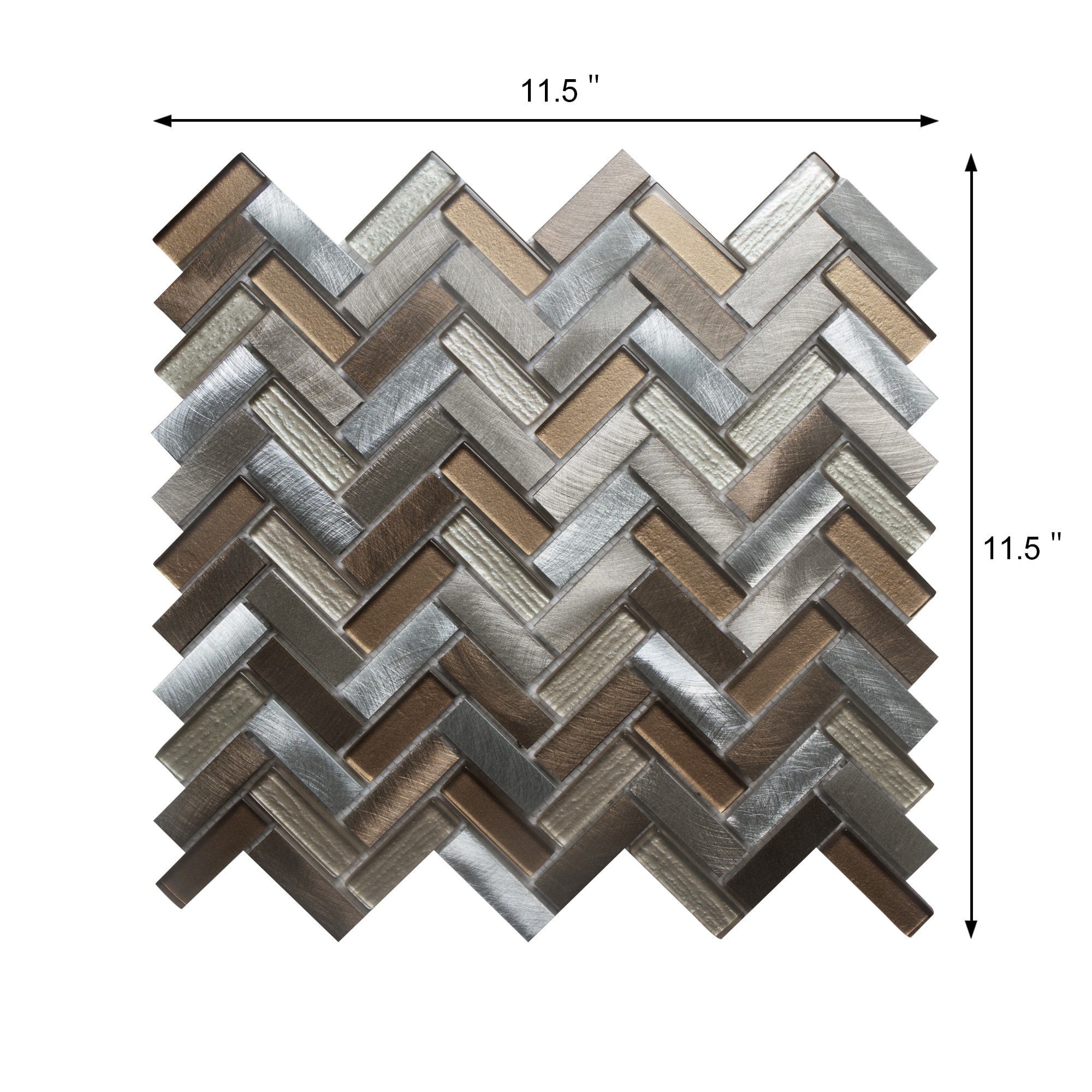Twilight Series Multicolor Chevron Glass and Metal Mosaic Tile