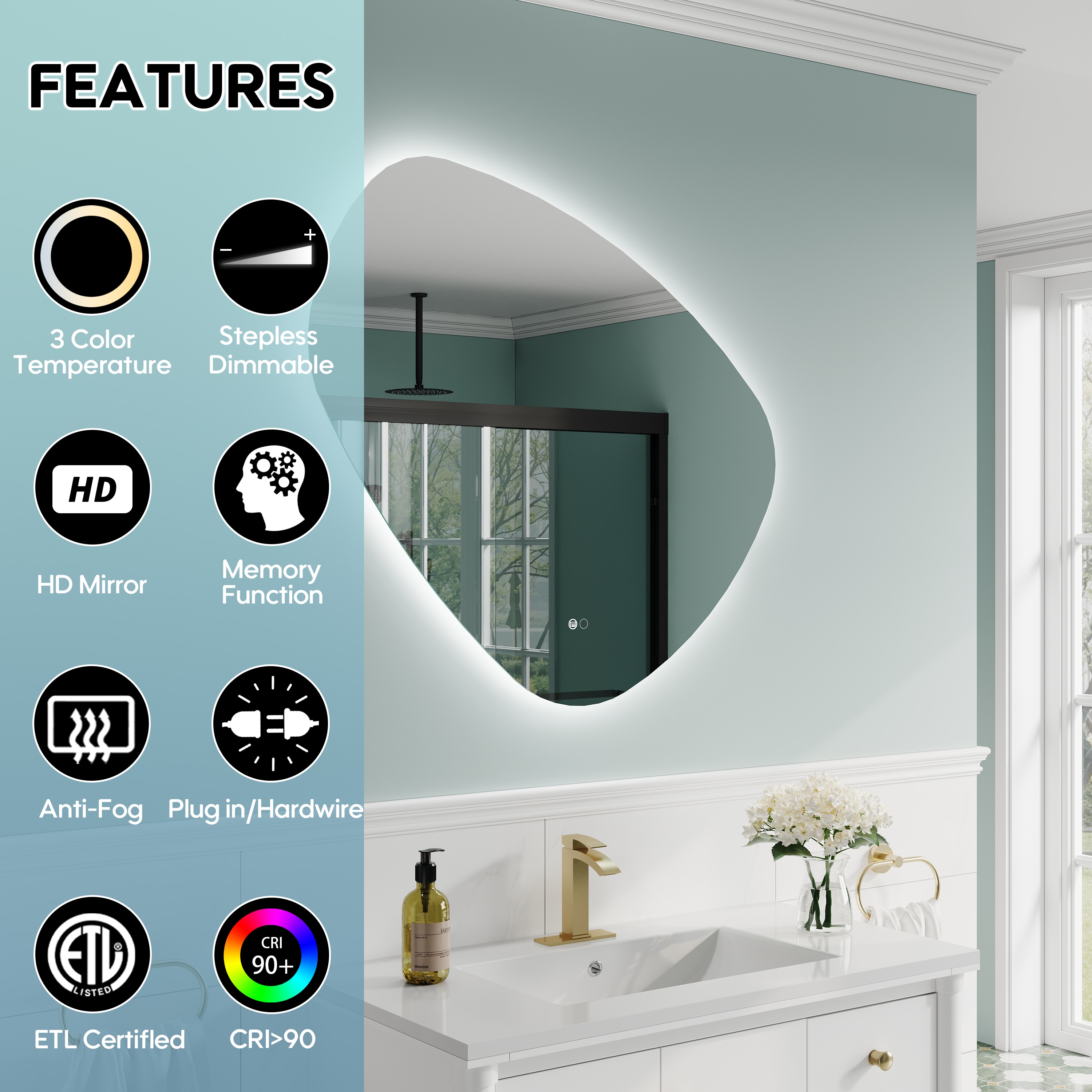 Forclover MRE-15YX3230 Framed-Bath-Mirrors - View #3