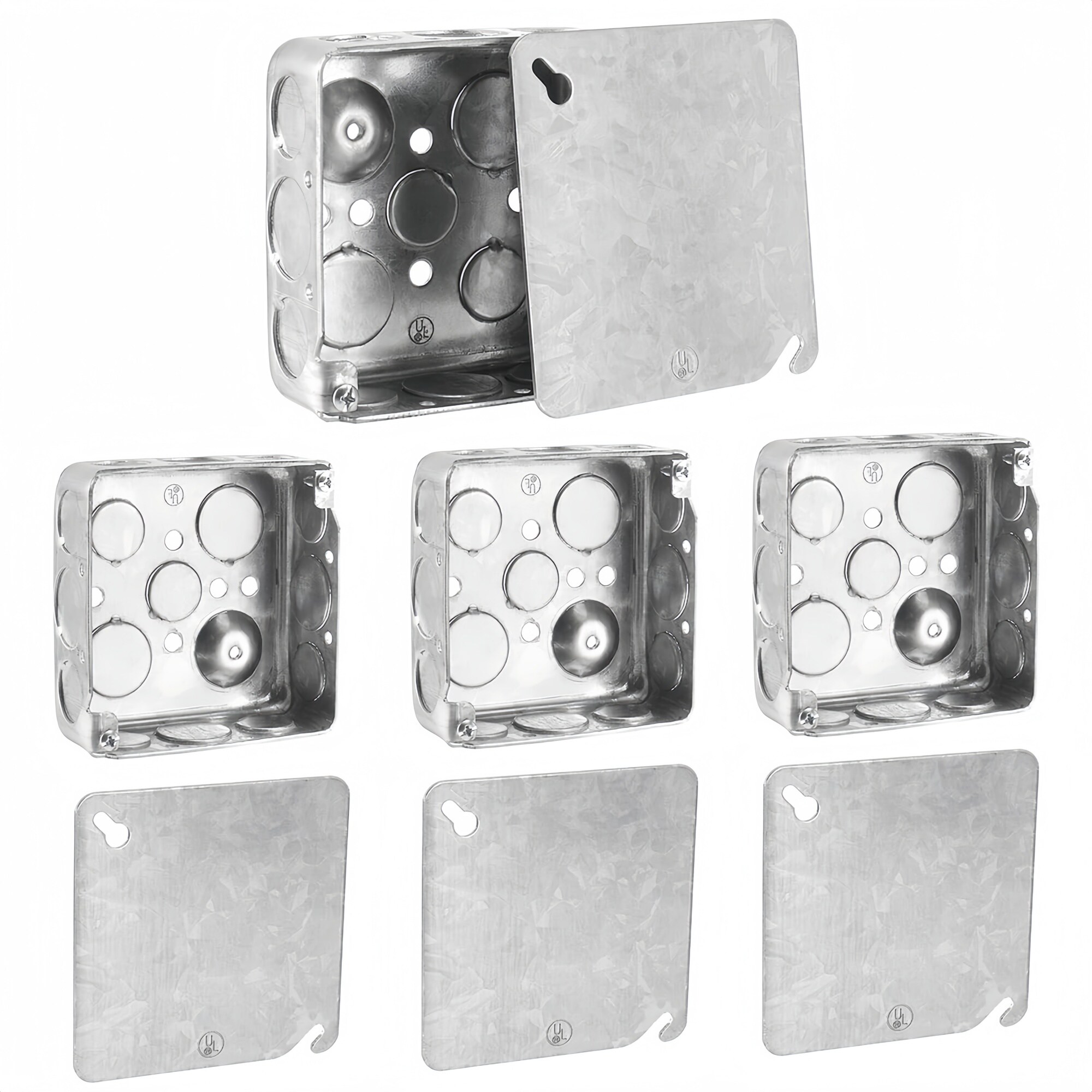 Numhew 4in W 16-Knockout Silver Electrical Junction Box