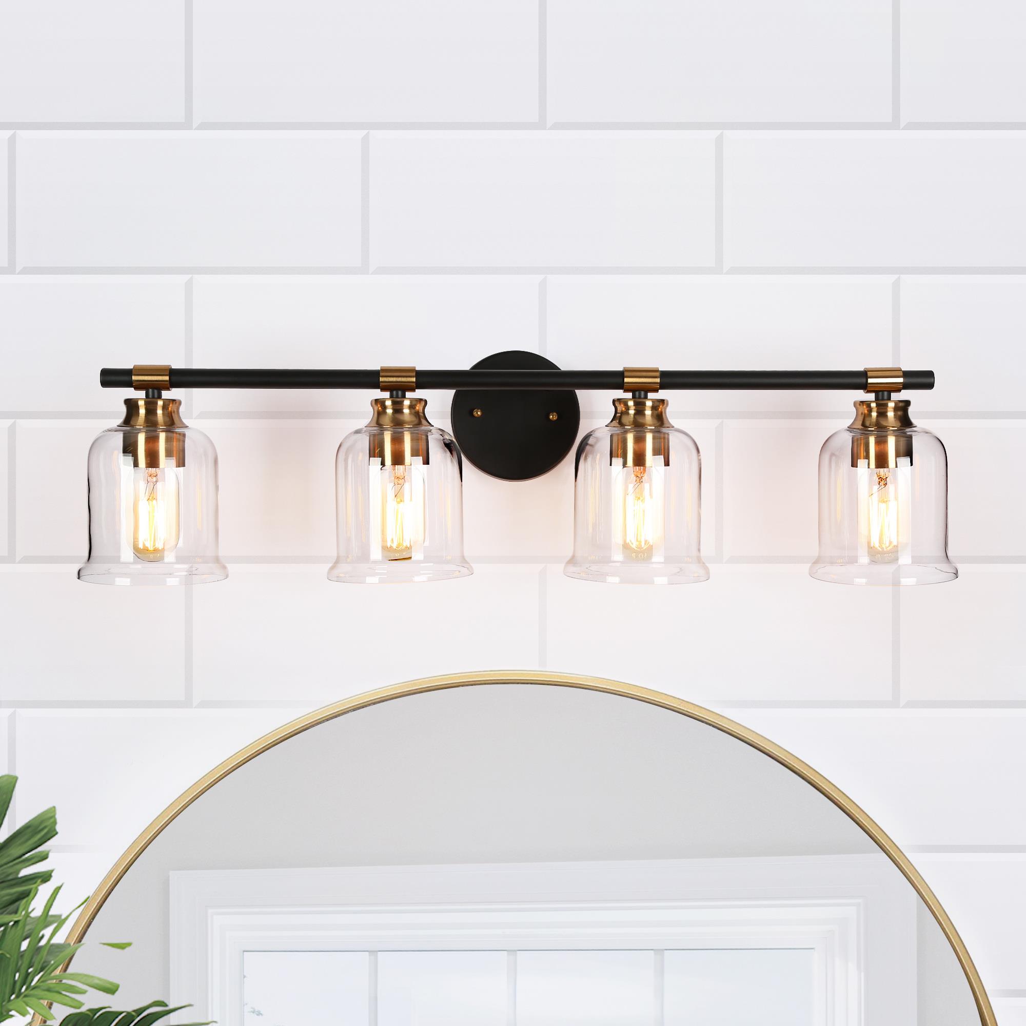 LNC L26ZMNZ4611C7C Chayote 29-in 4 -Light Polished Gold Modern/contemporary Vanity light