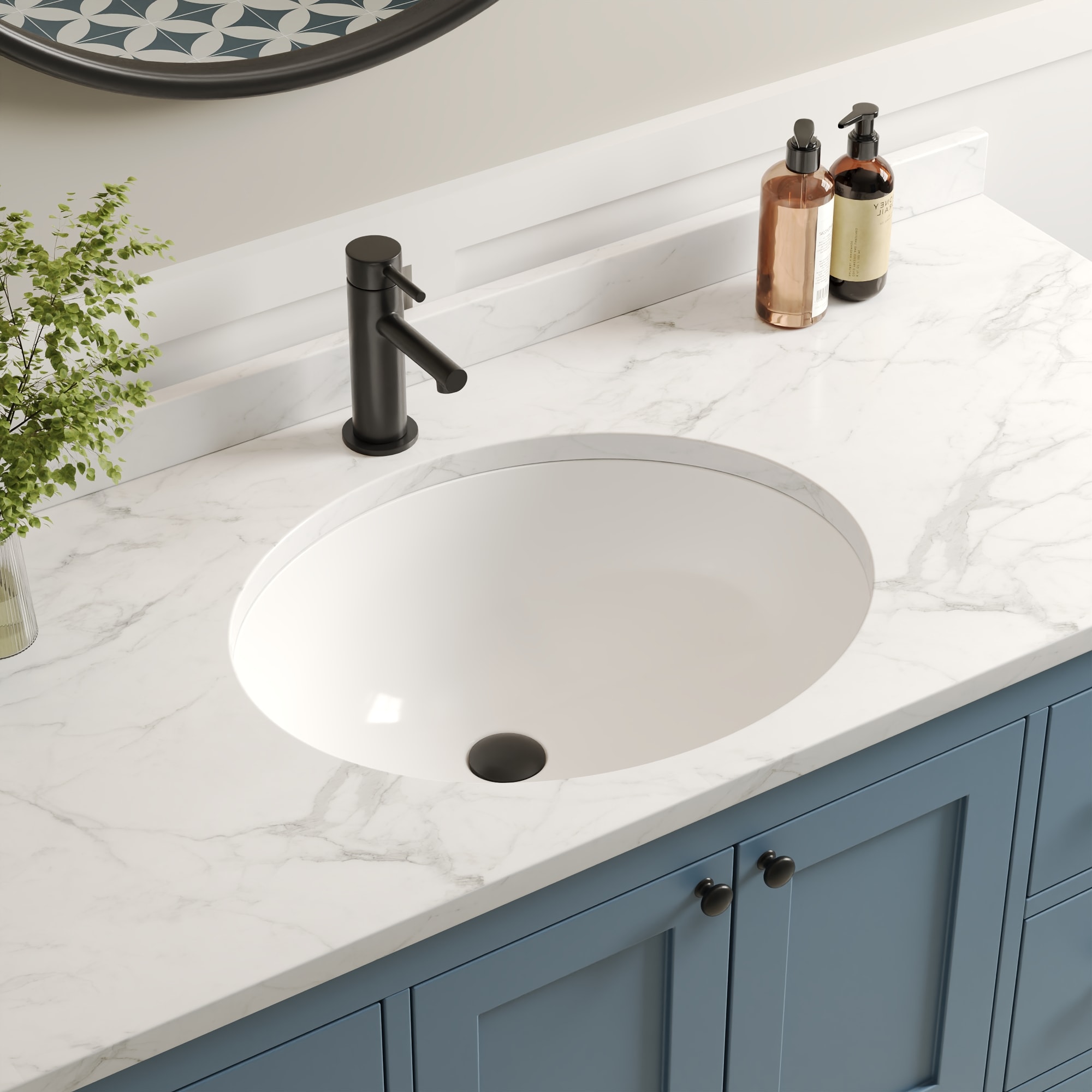 DeerValley Undermount Oval Traditional White Bathroom Sink