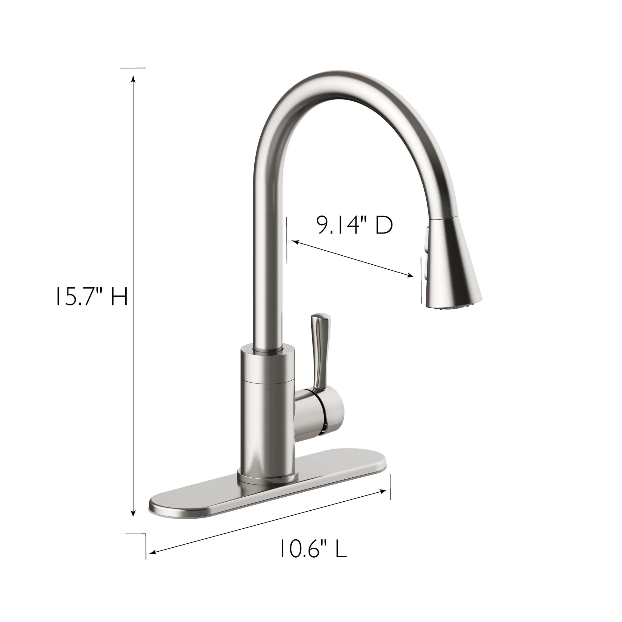 Design House Baylor Satin Nickel Single Handle Pull-down Kitchen Faucet ...