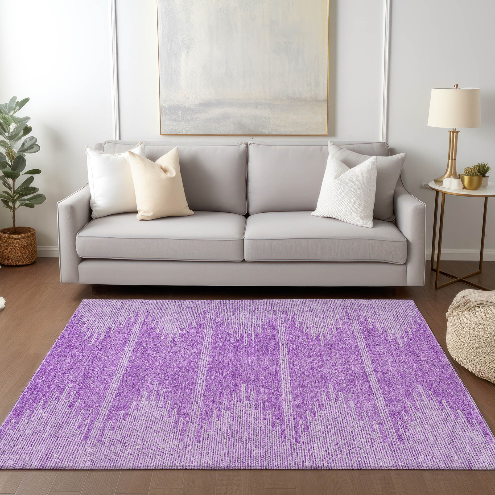 Addison Rugs ACN647LV30X46 Chantille ACN647LV 2 x 3 (ft) Polyester Lavender Rectangular Indoor/Outdoor Abstract Machine washable Area rug