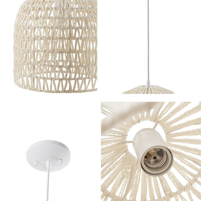 Bayfeve Bell Shaped Woven Rope Pendant Light Natural and White ...