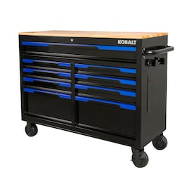 Kobalt 46.1-in L x 37.2-in H 9-Drawers Rolling Black Wood Work Bench 