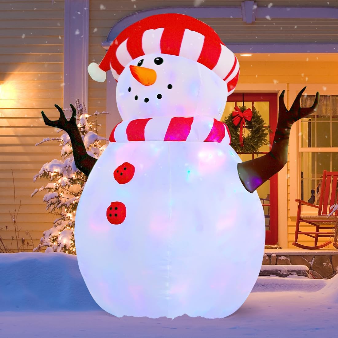 GOOSH 5-ft Lighted Snowman Christmas Inflatable DJ-SD-27184 at Lowes.com