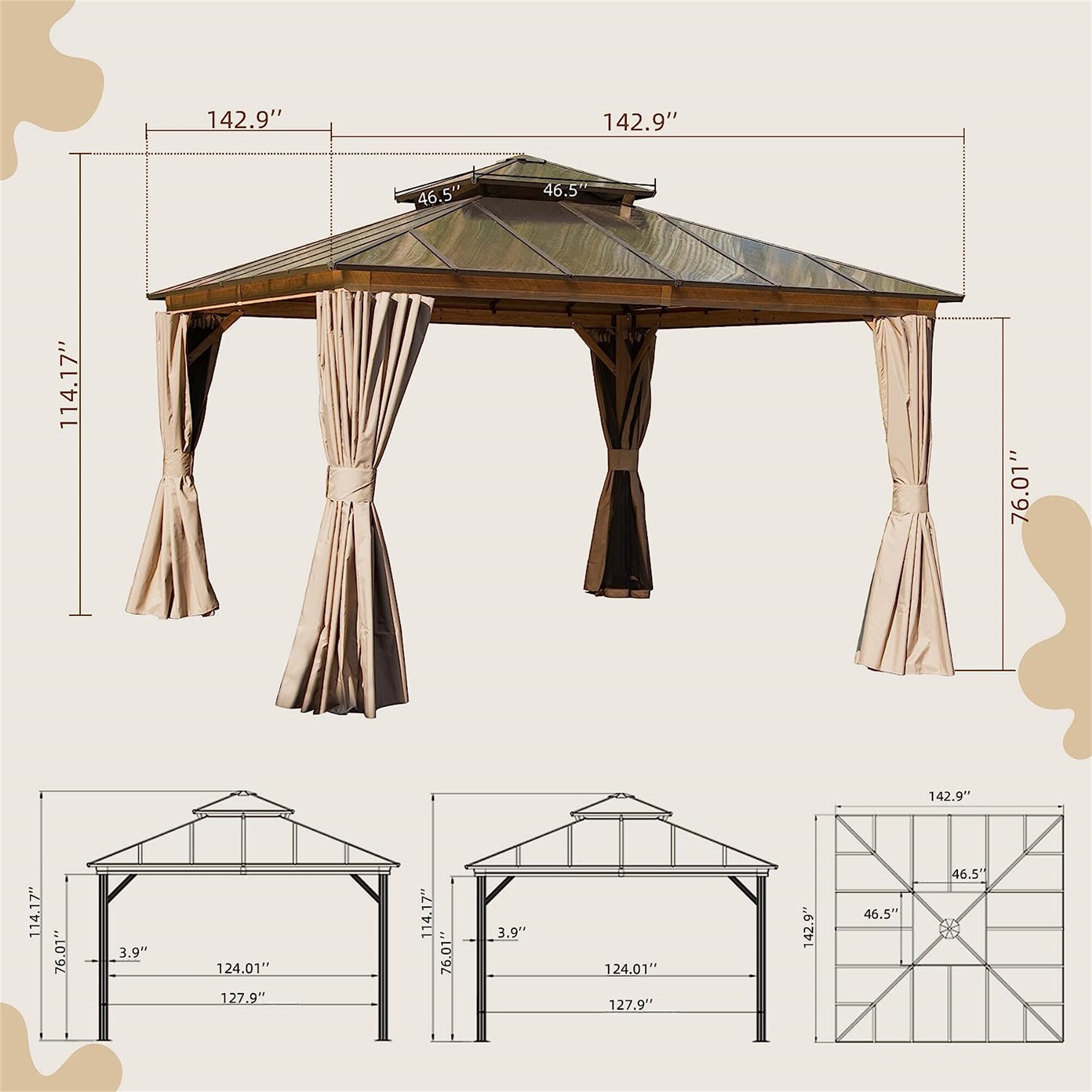 ToolCat BZ2-35-PW Wood-Resin-Gazebos - View #6