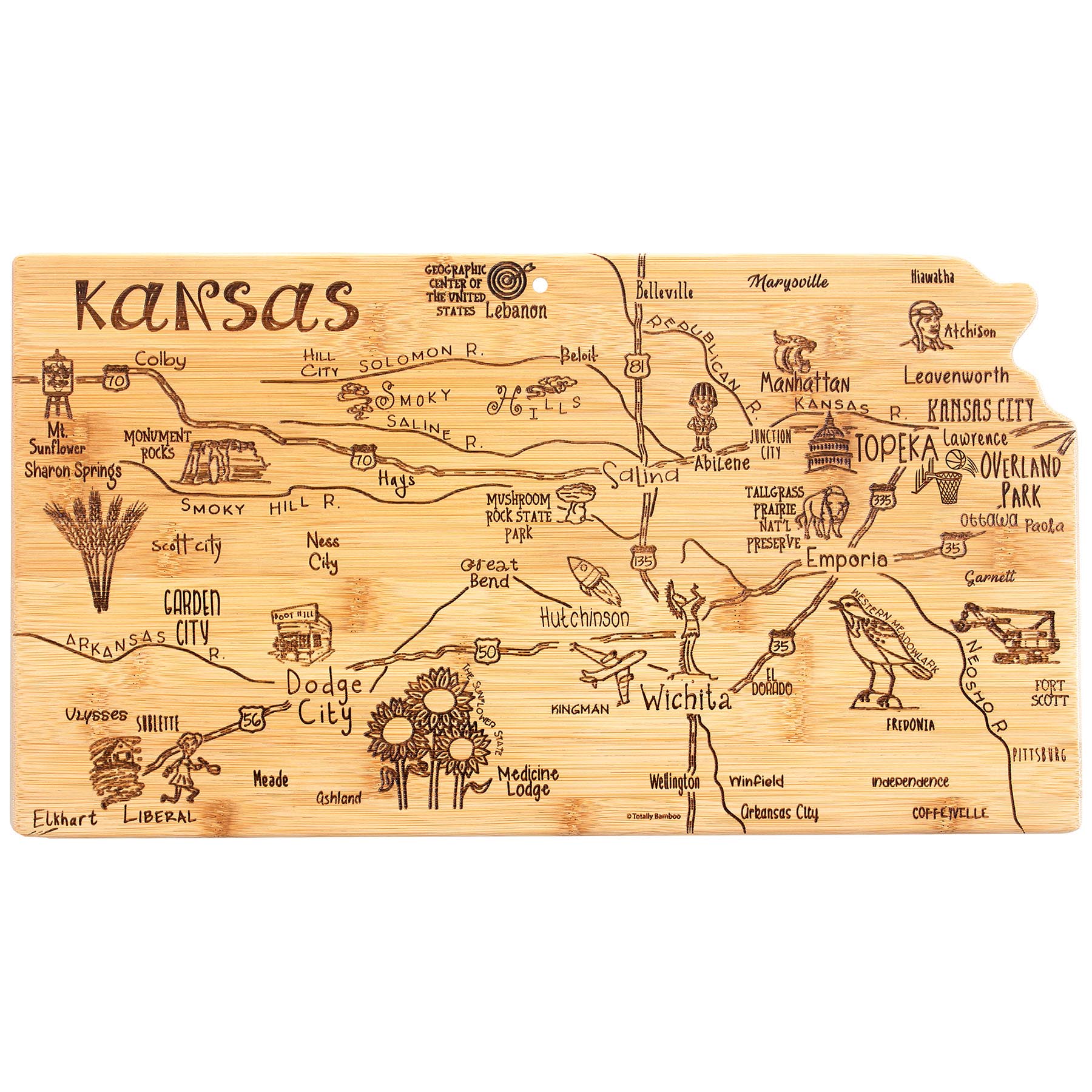 Totally Bamboo  Destination Kansas Bamboo Serving and Cutting Board
