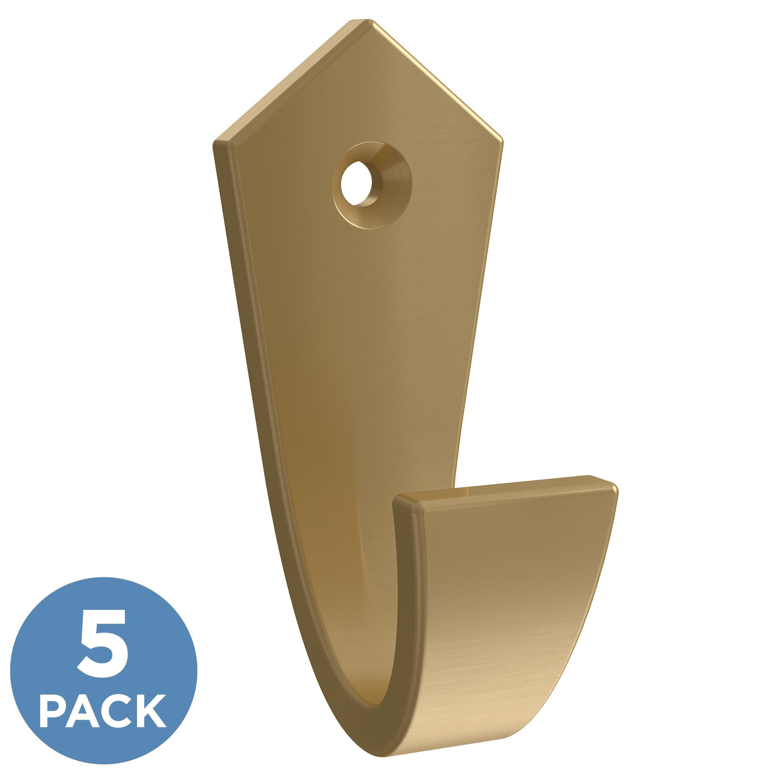 Brainerd 1-Hook 1.51-in x 5.61-in H Brushed Brass Decorative Wall Hook  (35-lb Capacity) in the Decorative Wall Hooks department at