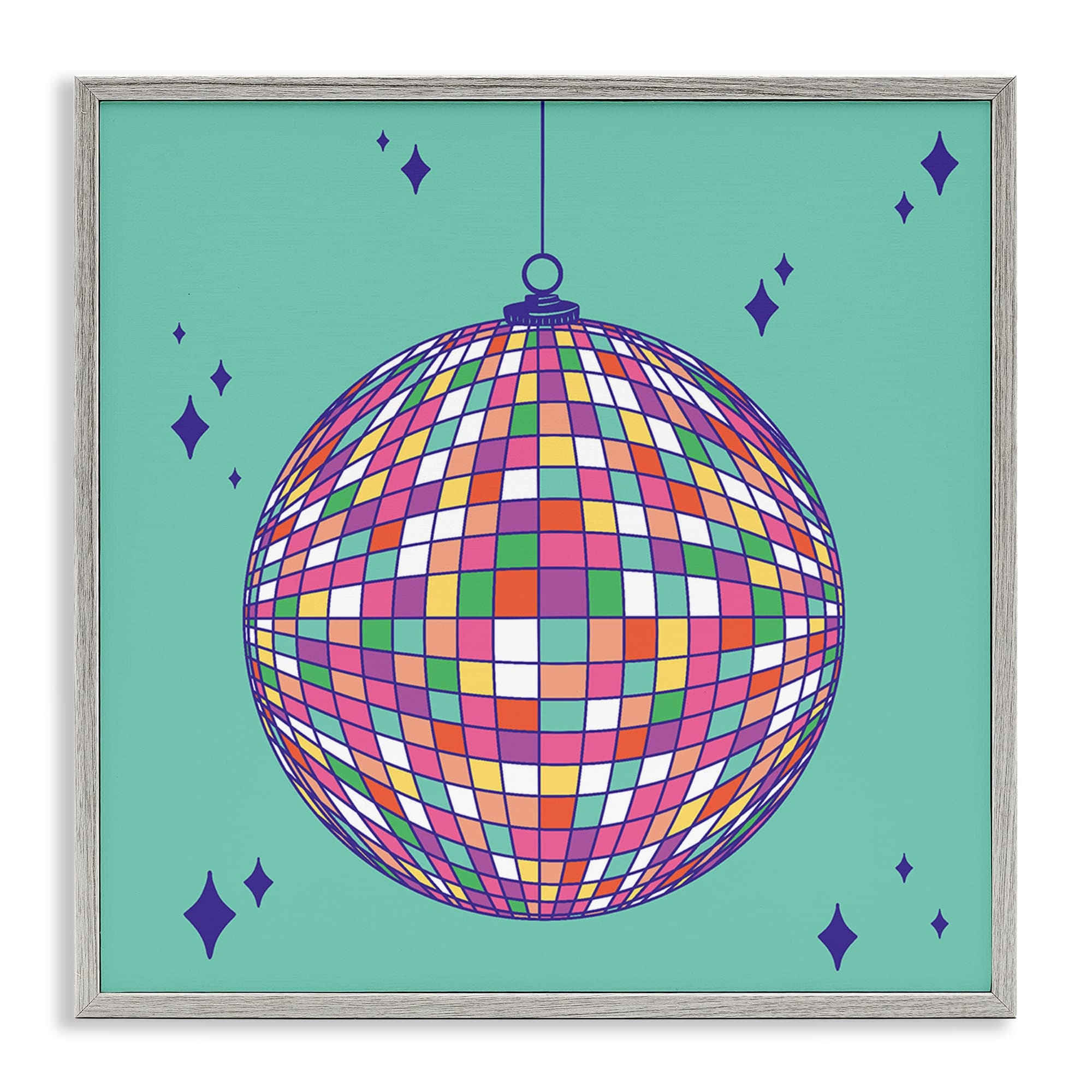 Stupell Industries BT-512-GFF-12X12 Geometric Modern Disco Ball Gray Framed Giclee Art By Sazerelli Designs 12 x 12