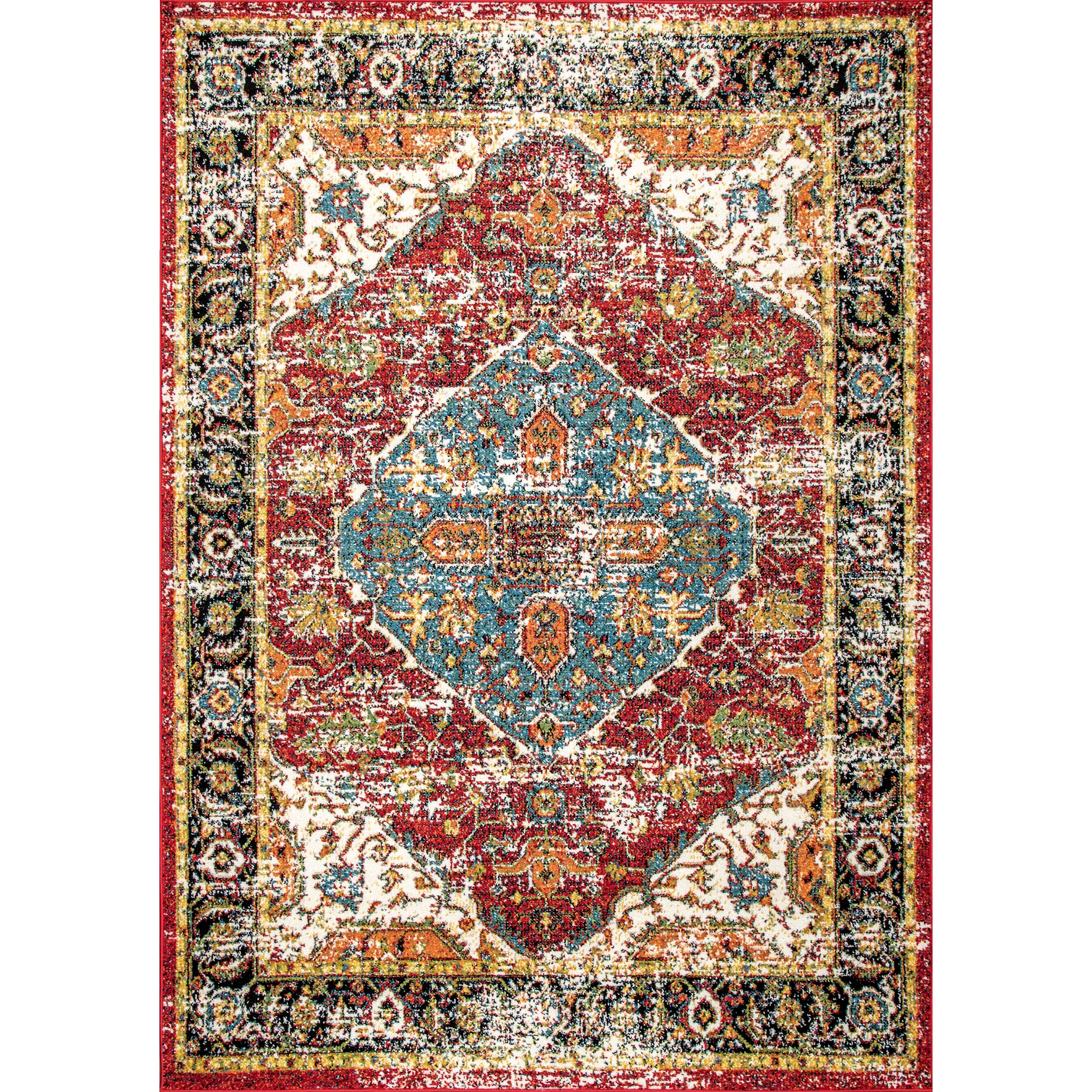 Reversible Multicolor Medallion 4' x 6' Synthetic Area Rug
