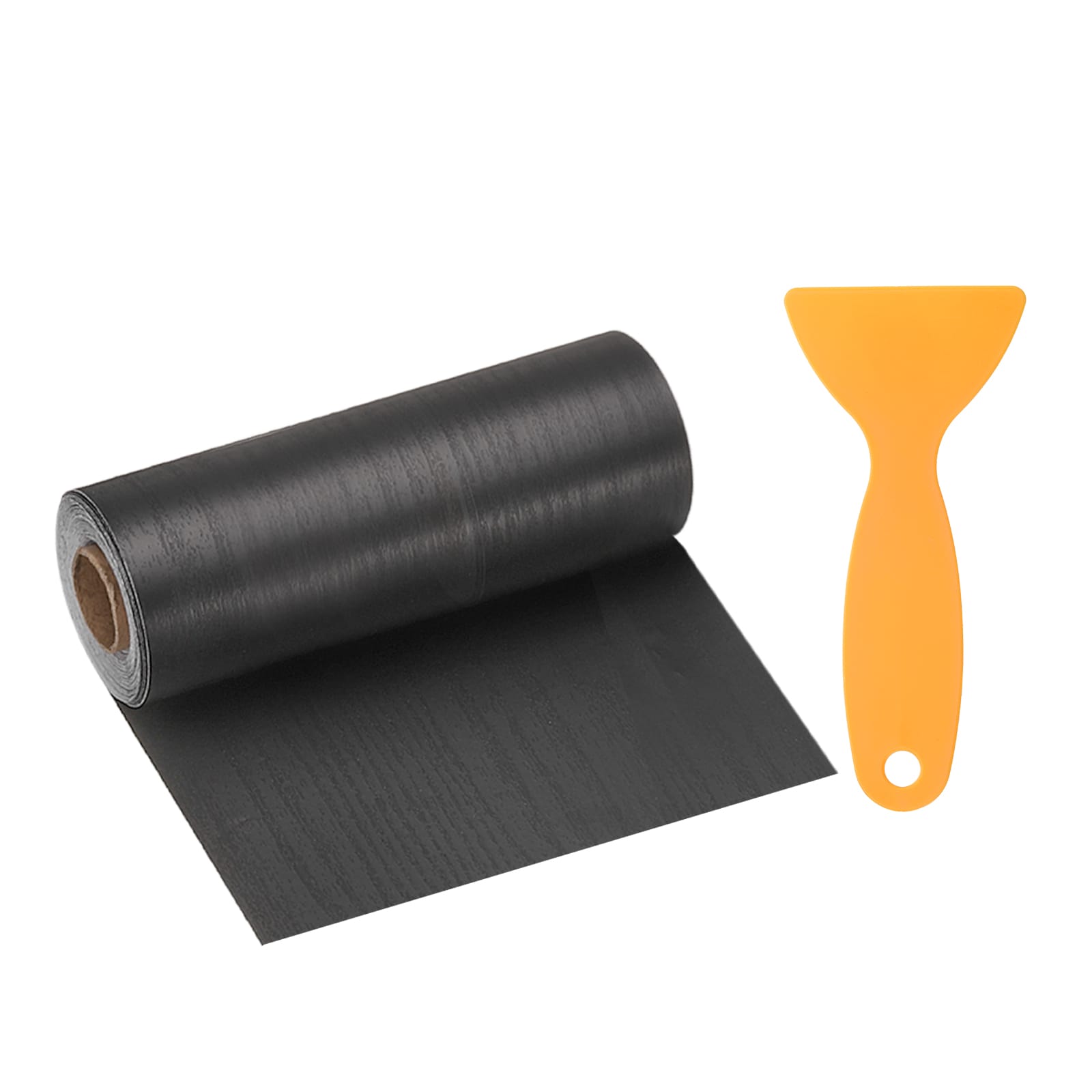 Harfington Wood Grain Repair Tape 6 Inch x 33ft Self Adhesive Repair Patch Tape Simulated Wooden Floor Tapes with Plastic Scraper for Tables Doors Windows Furniture Black Wood