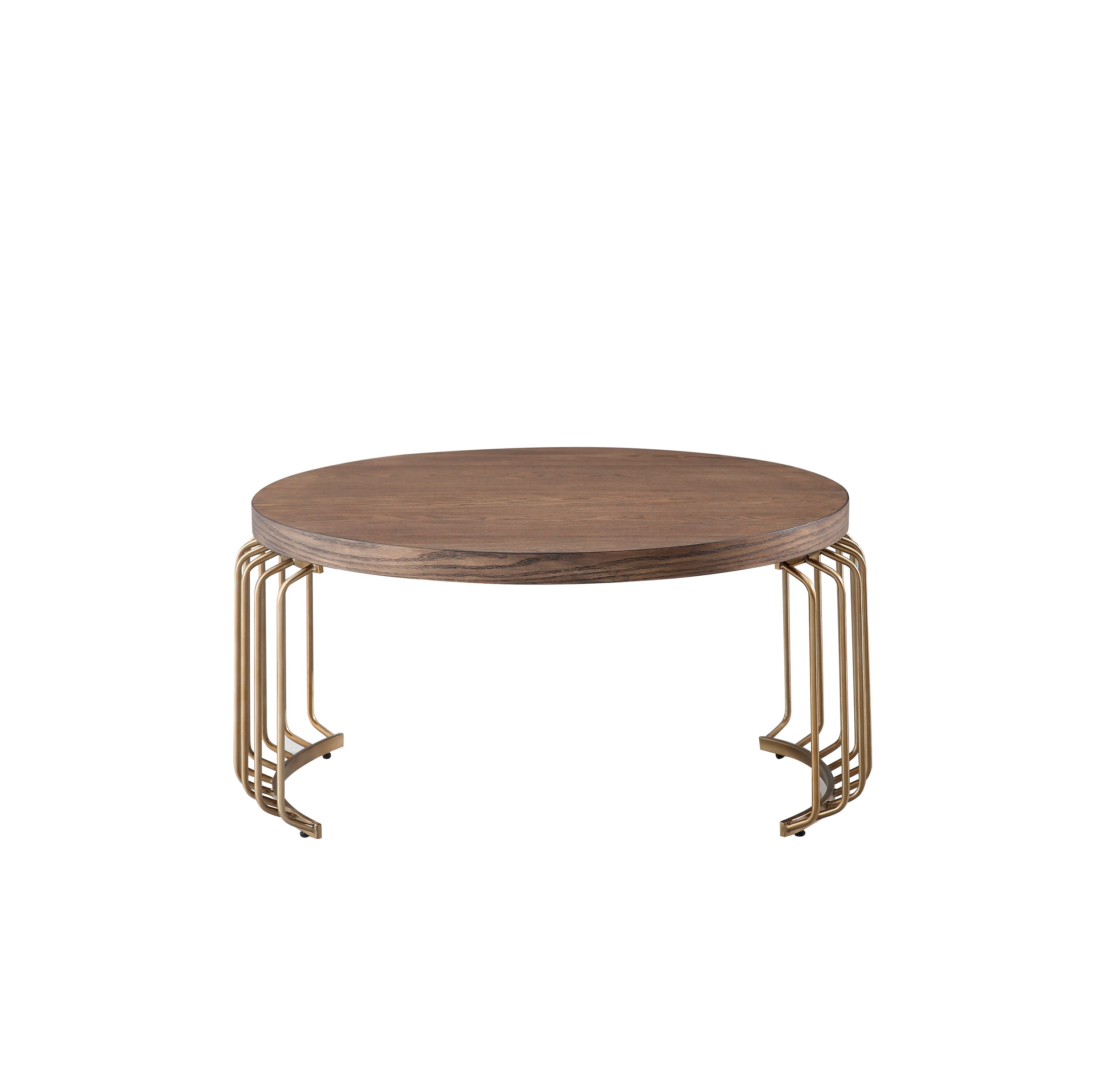 CASAINC WF-CT-992A-GL Coffee table with gold stainless steel leg Brown Wood Modern Coffee Table