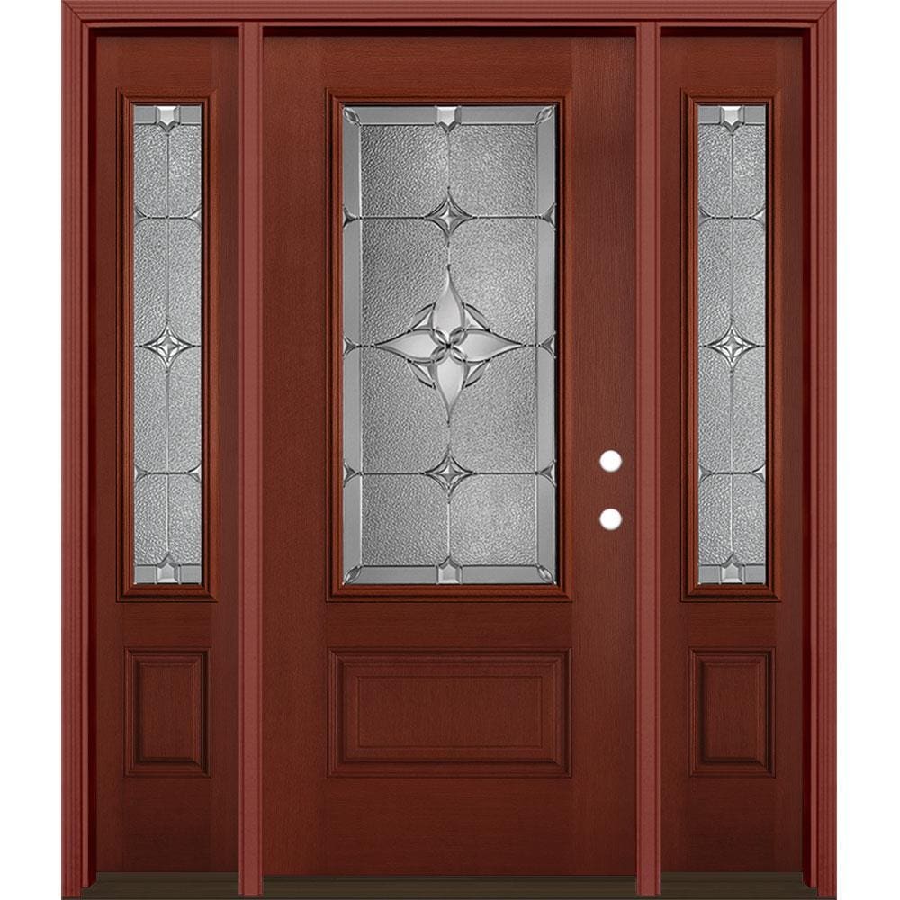 Masonite Astrid 64 In X 80 In Fiberglass 3 4 Lite Left Hand Inswing Wineberry Stained Prehung