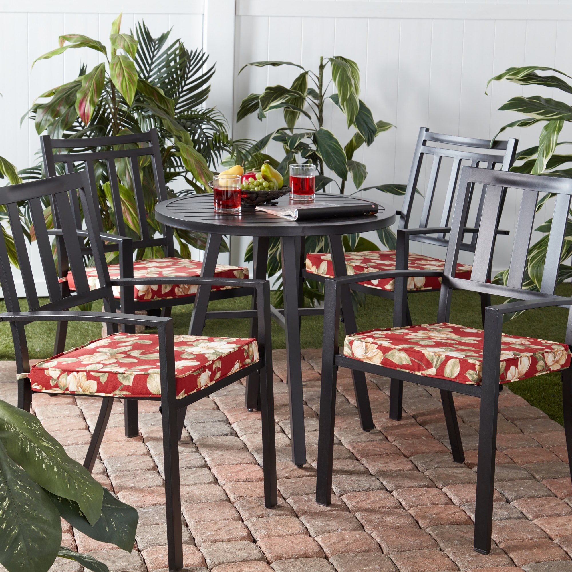 Greendale Home Fashions OP2100S4-ROMAFLORAL Patio-Furniture-Cushions - View #2