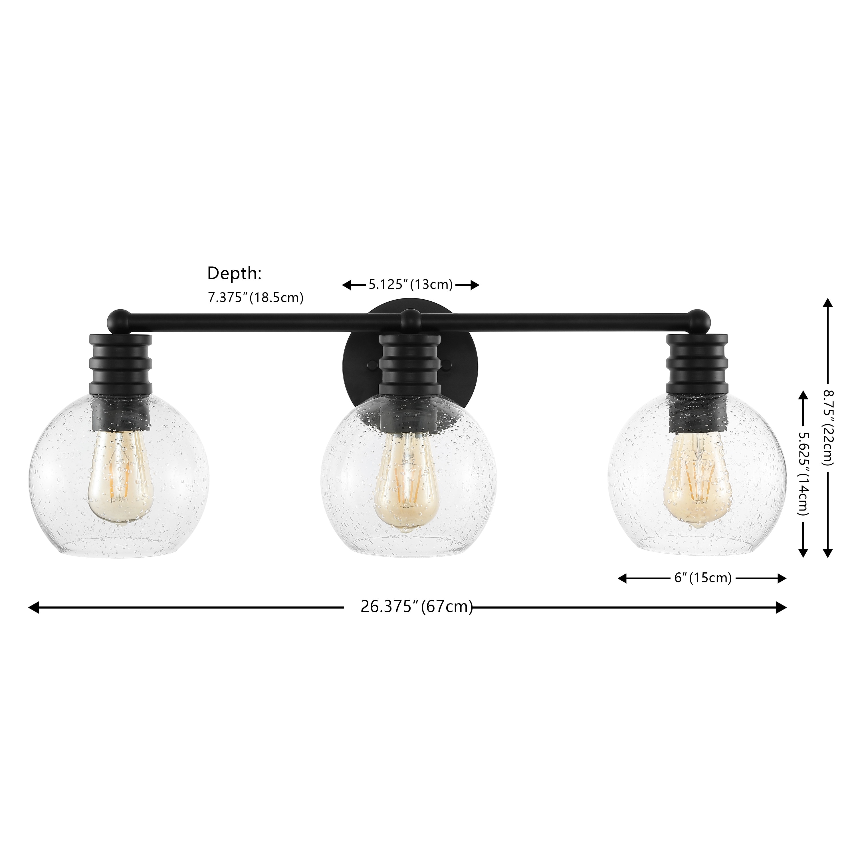 Sunetta Black Iron 3-Light Wall Sconce with Clear Shades