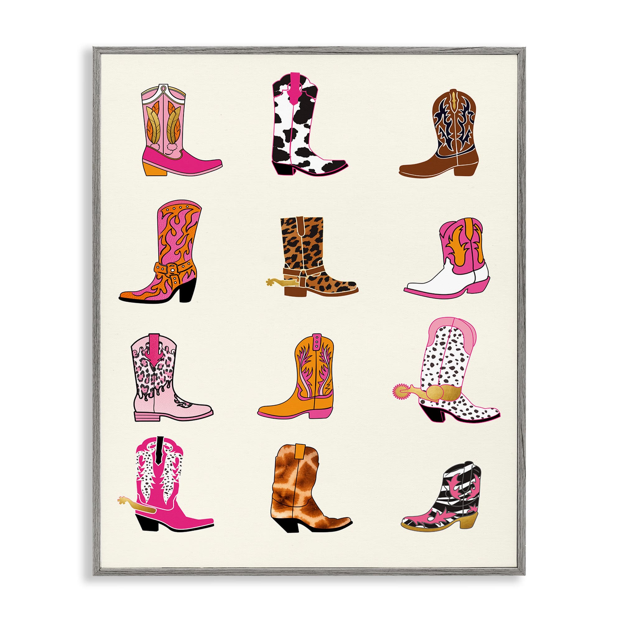 Stupell Industries BS-192-GFF-16X20 Bright Cowboy Boots and Spurs Gray Framed Giclee Art By Susan Arnot 16 x 20