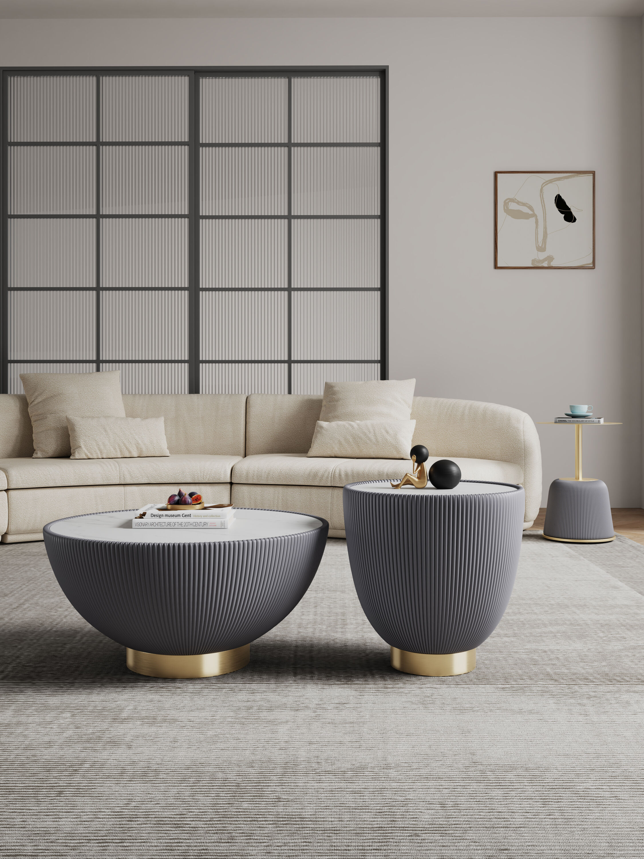 Manhattan Comfort 3-AT01-GY Grey Granite/Marble Modern Coffee Table
