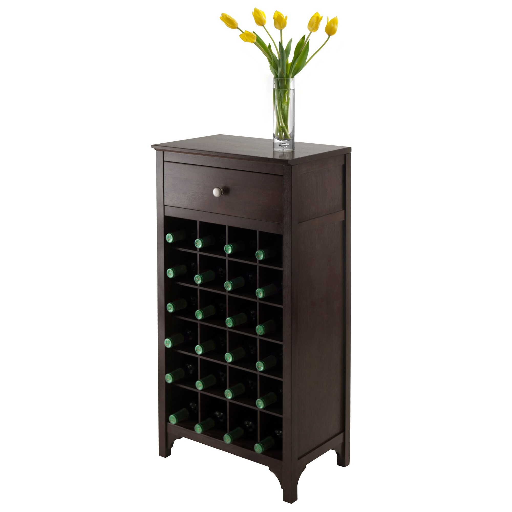 Espresso 24-Bottle Wine Cabinet with Drawer